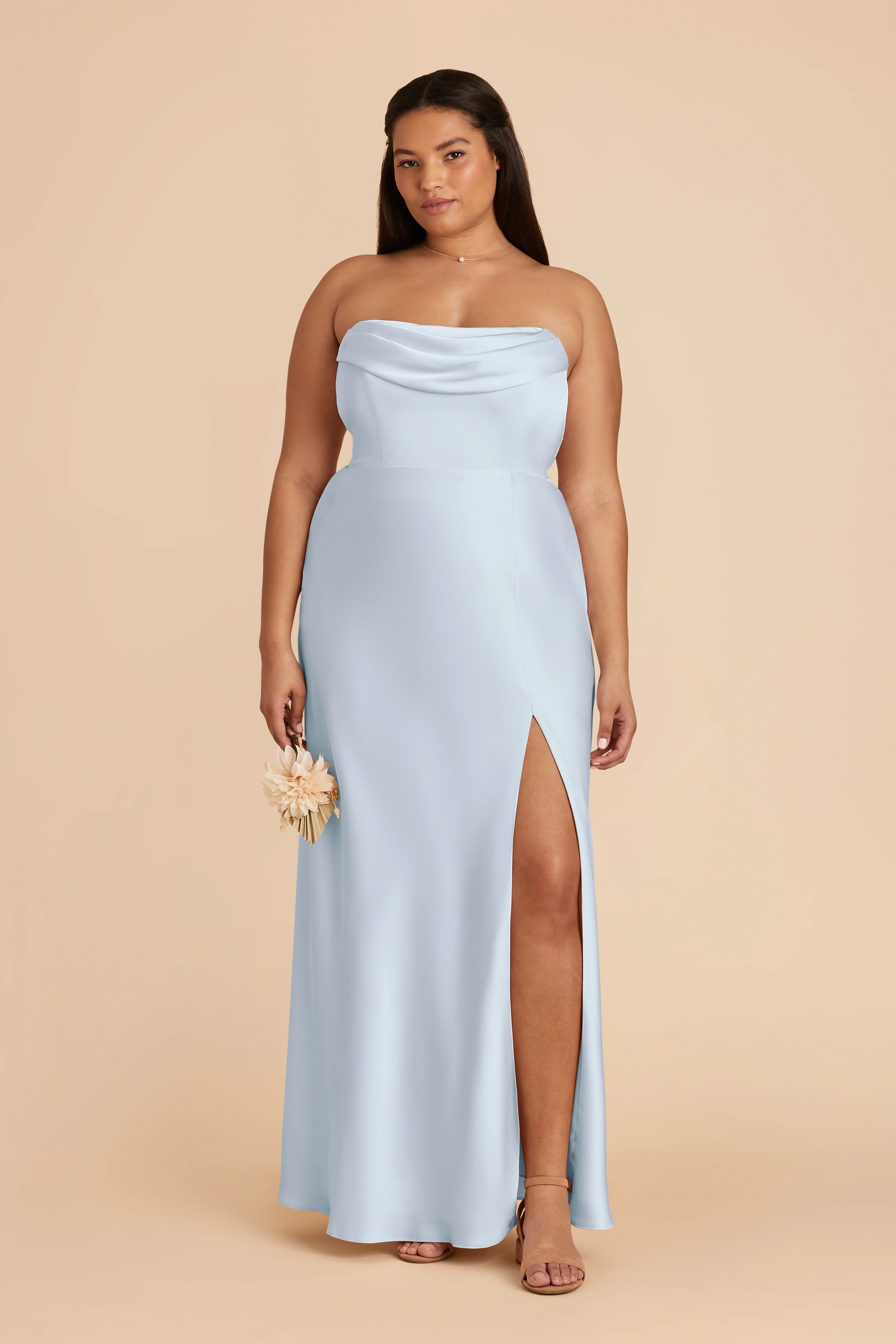 Matte Satin Mist Blue Dress - XNAUWBI