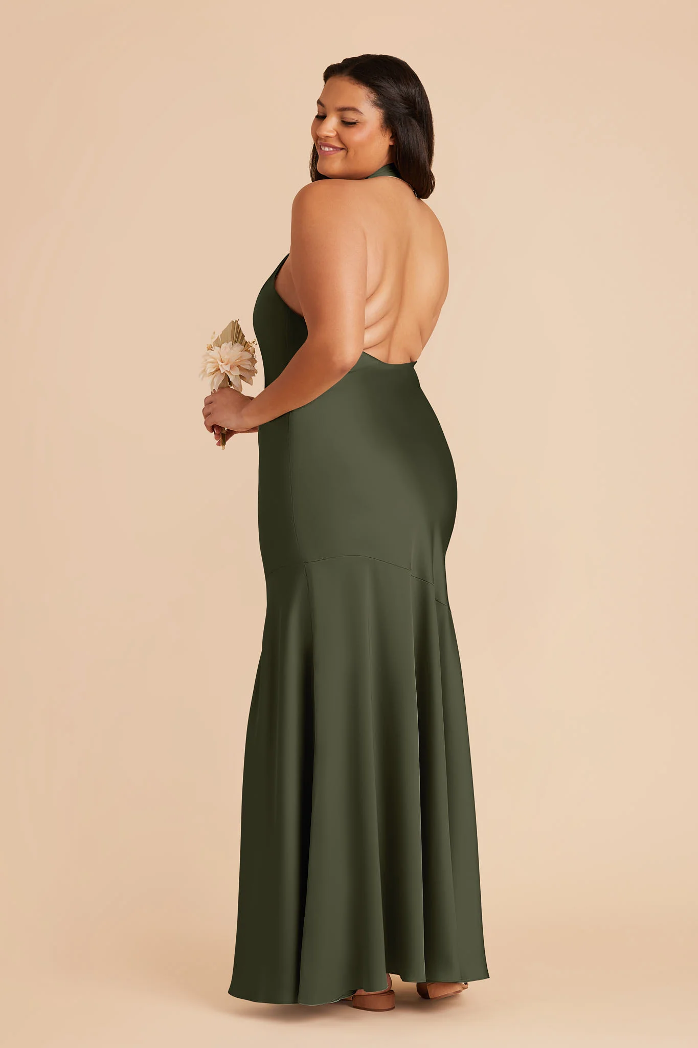 Matte Satin Olive Dress - XNAUWBI