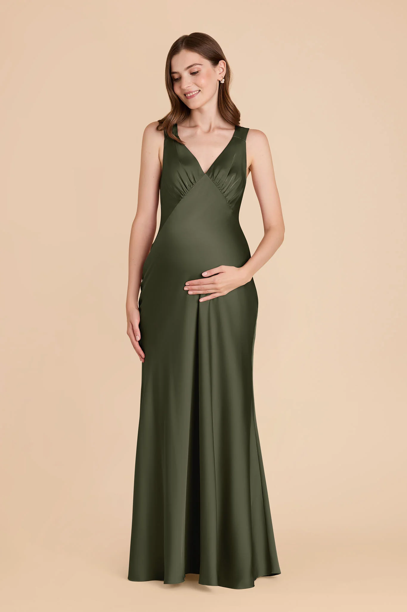 Matte Satin Olive Dress - XNAUWBI