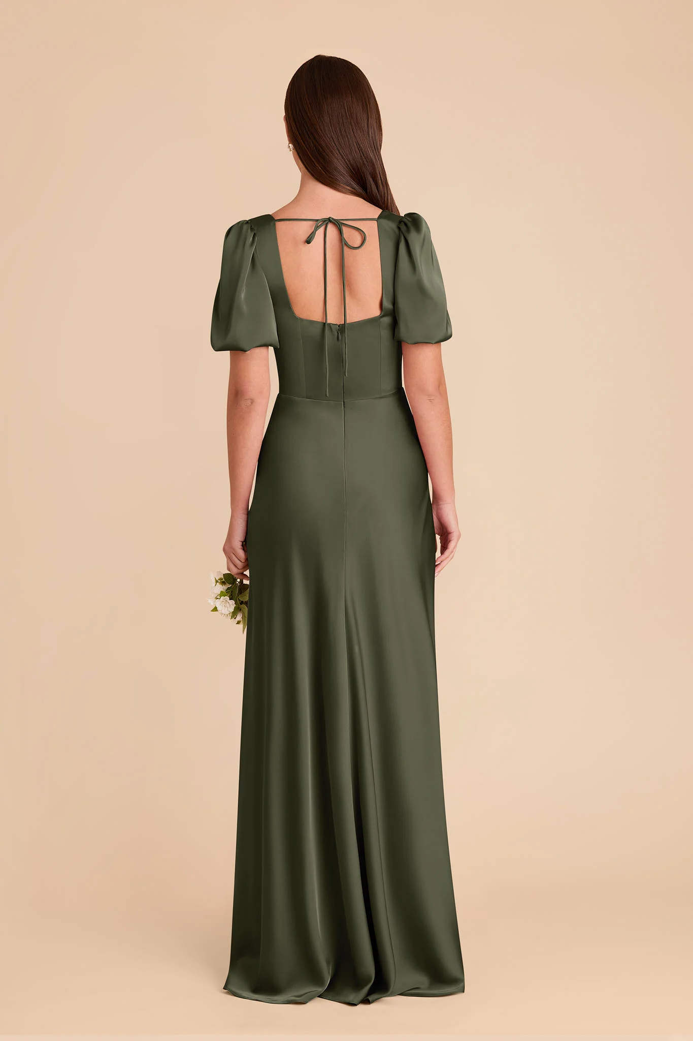 Matte Satin Olive Dress - XNAUWBI