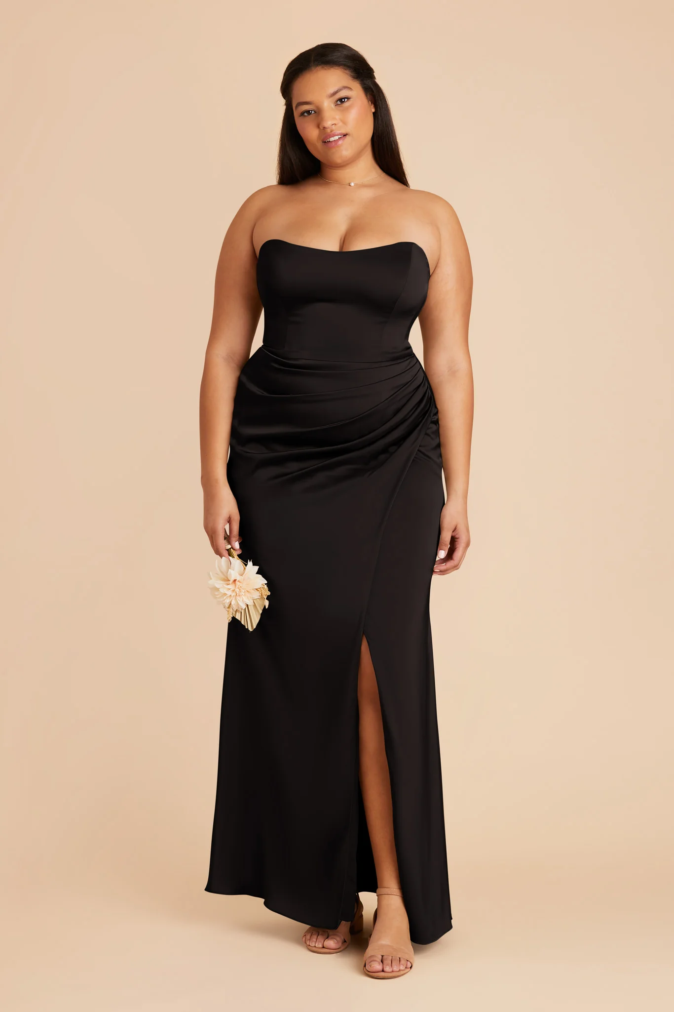 Matte Satin Black Dress - XNAUWBI