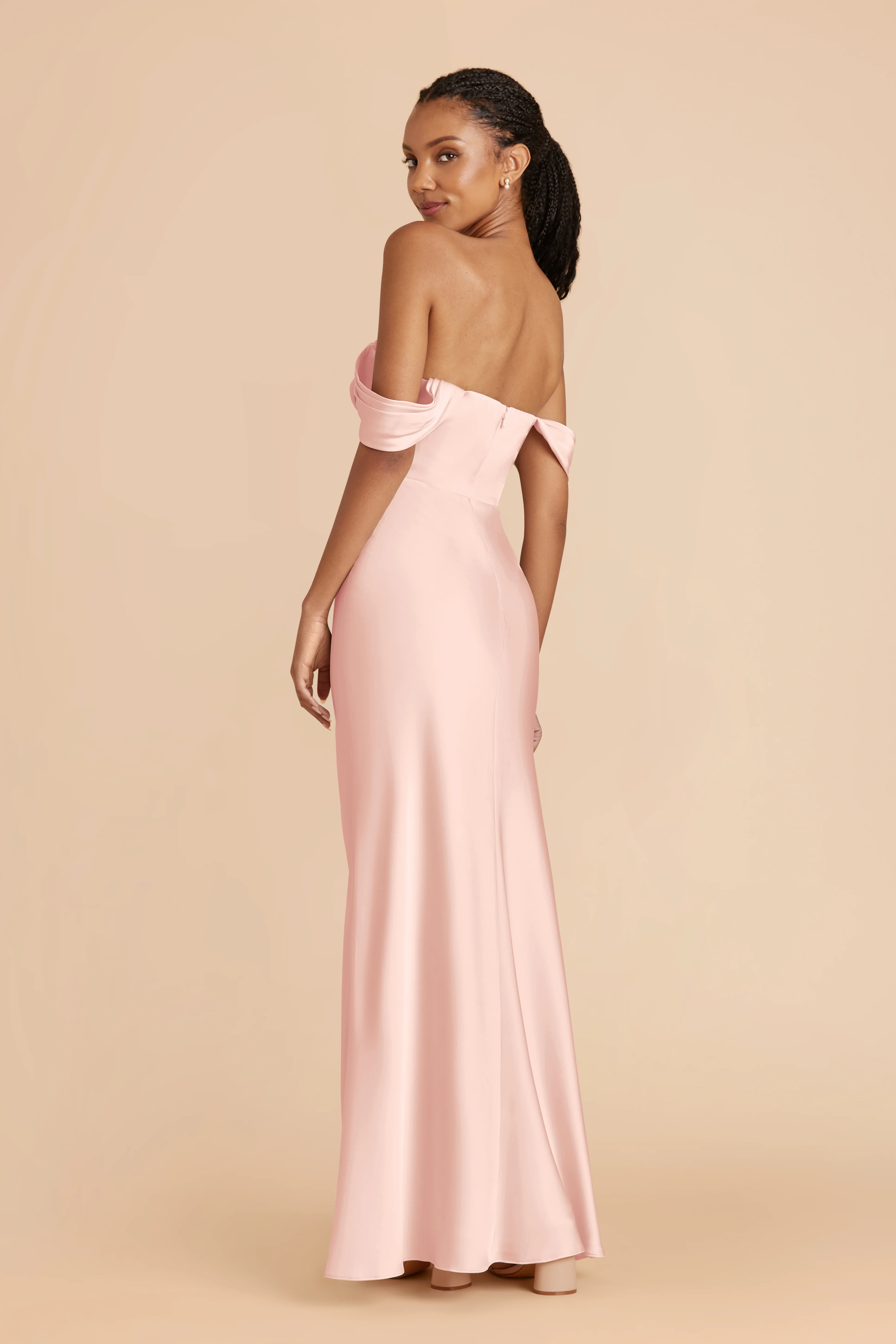 Matte Satin Blush Pink Dress - XNAUWBI
