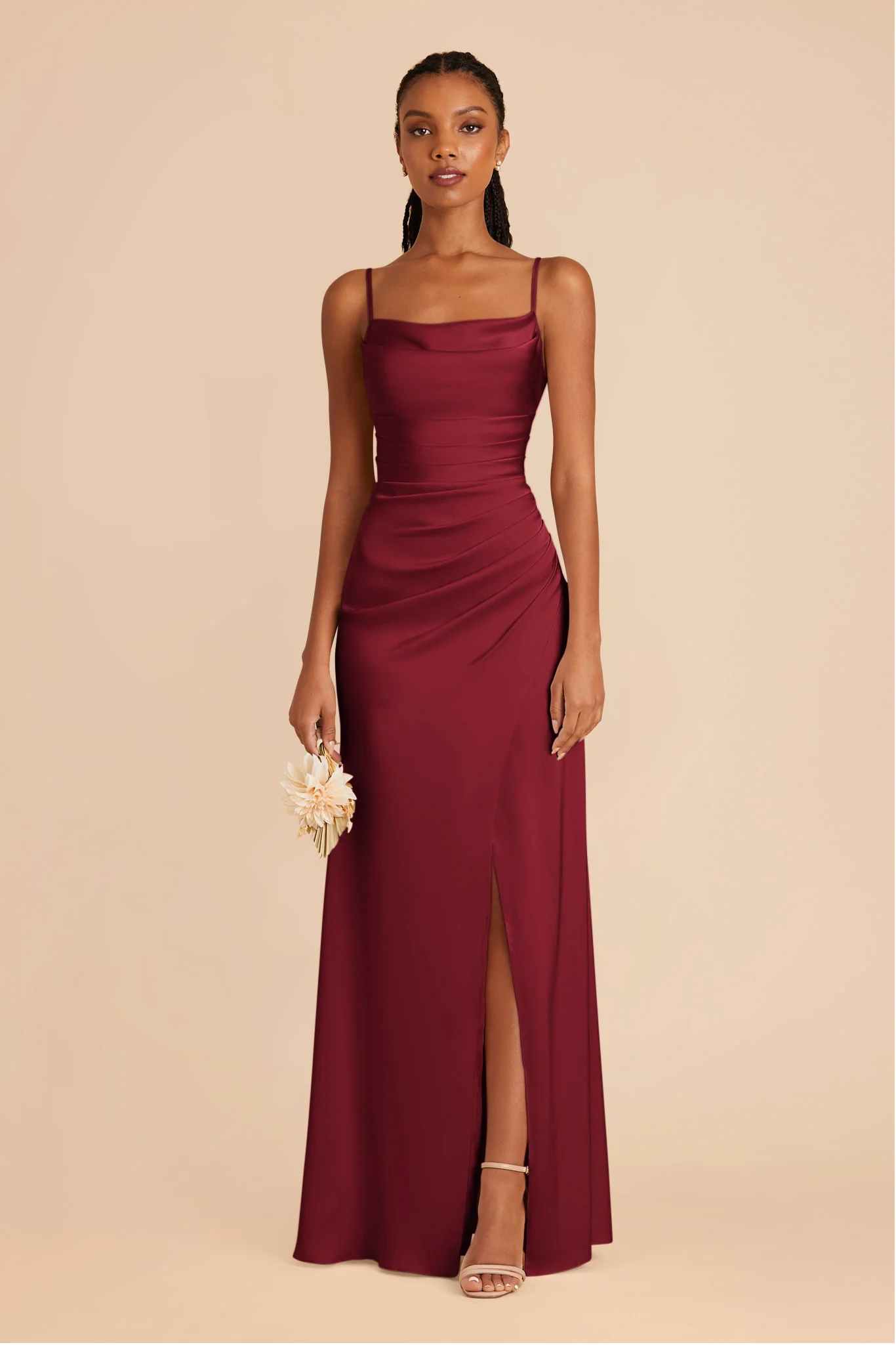 Matte Satin Burgundy Dress - XNAUWBI