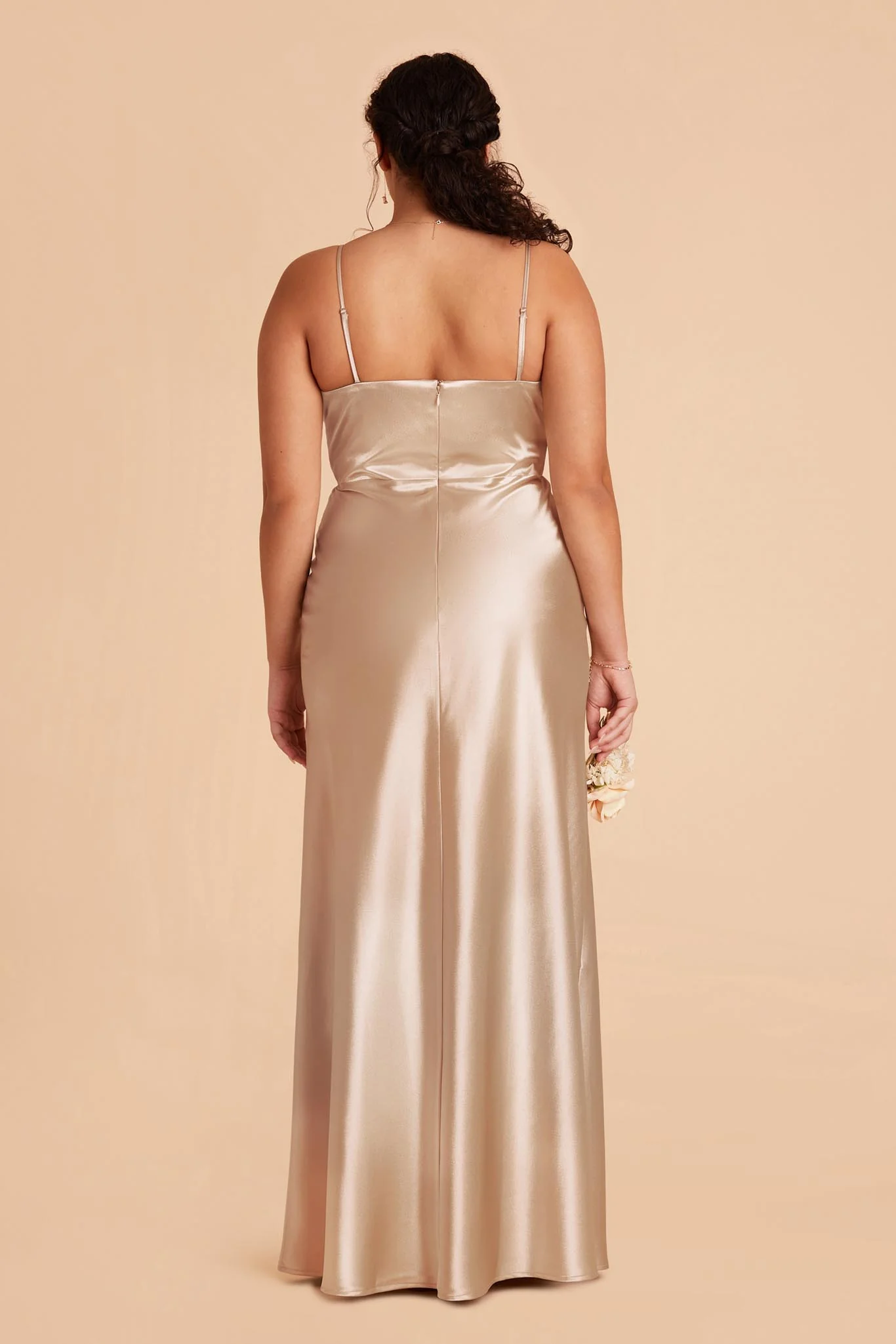 Shiny Satin Neutral Champagne Dress - XNAUWBI