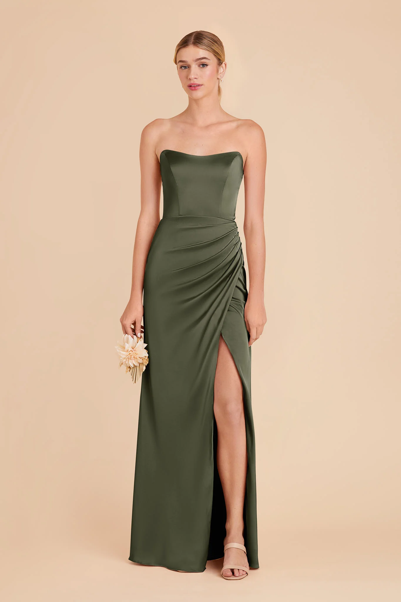 Matte Satin Olive Dress - XNAUWBI