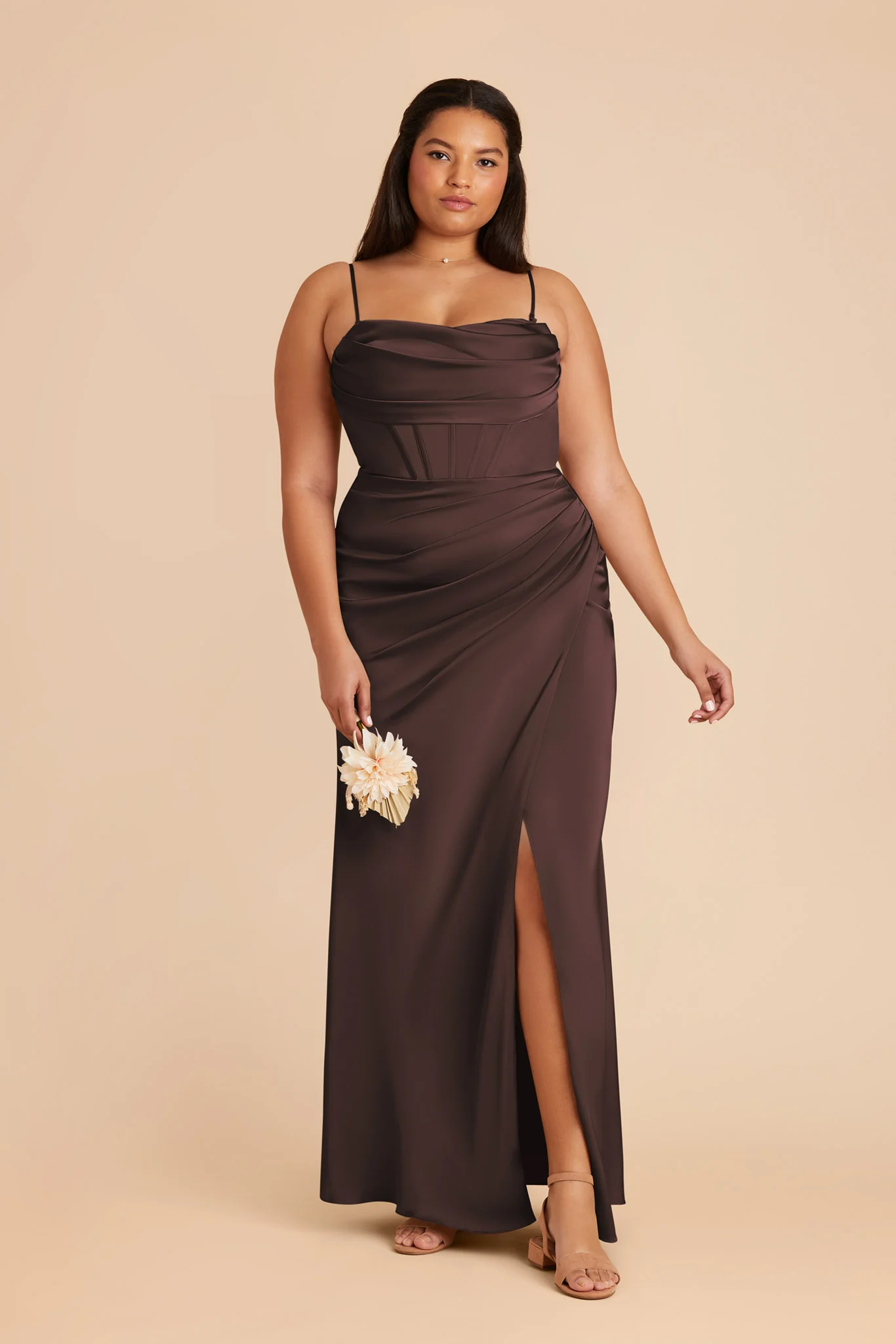 Matte Satin Espresso Dress - XNAUWBI