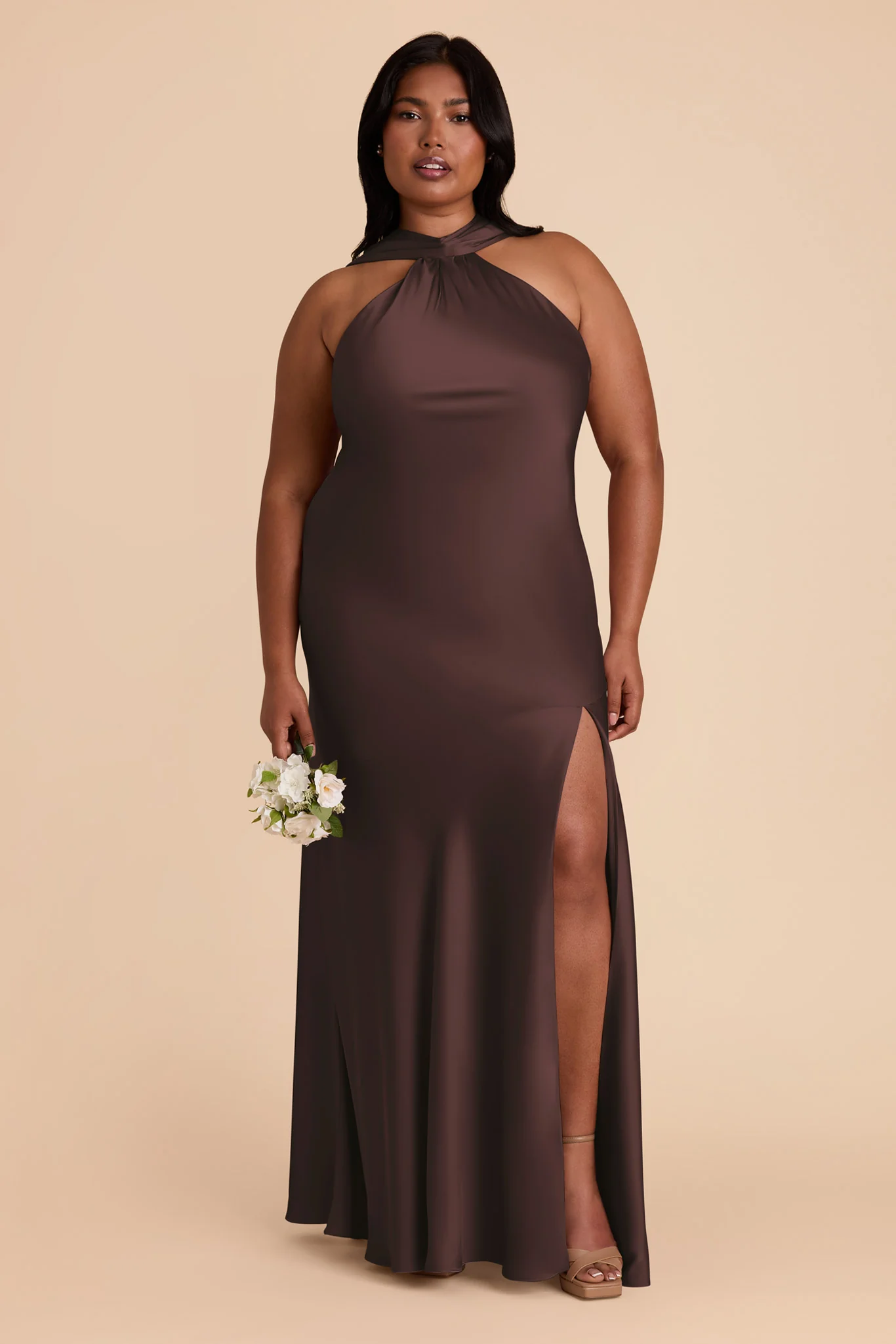 Matte Satin Espresso Dress - XNAUWBI