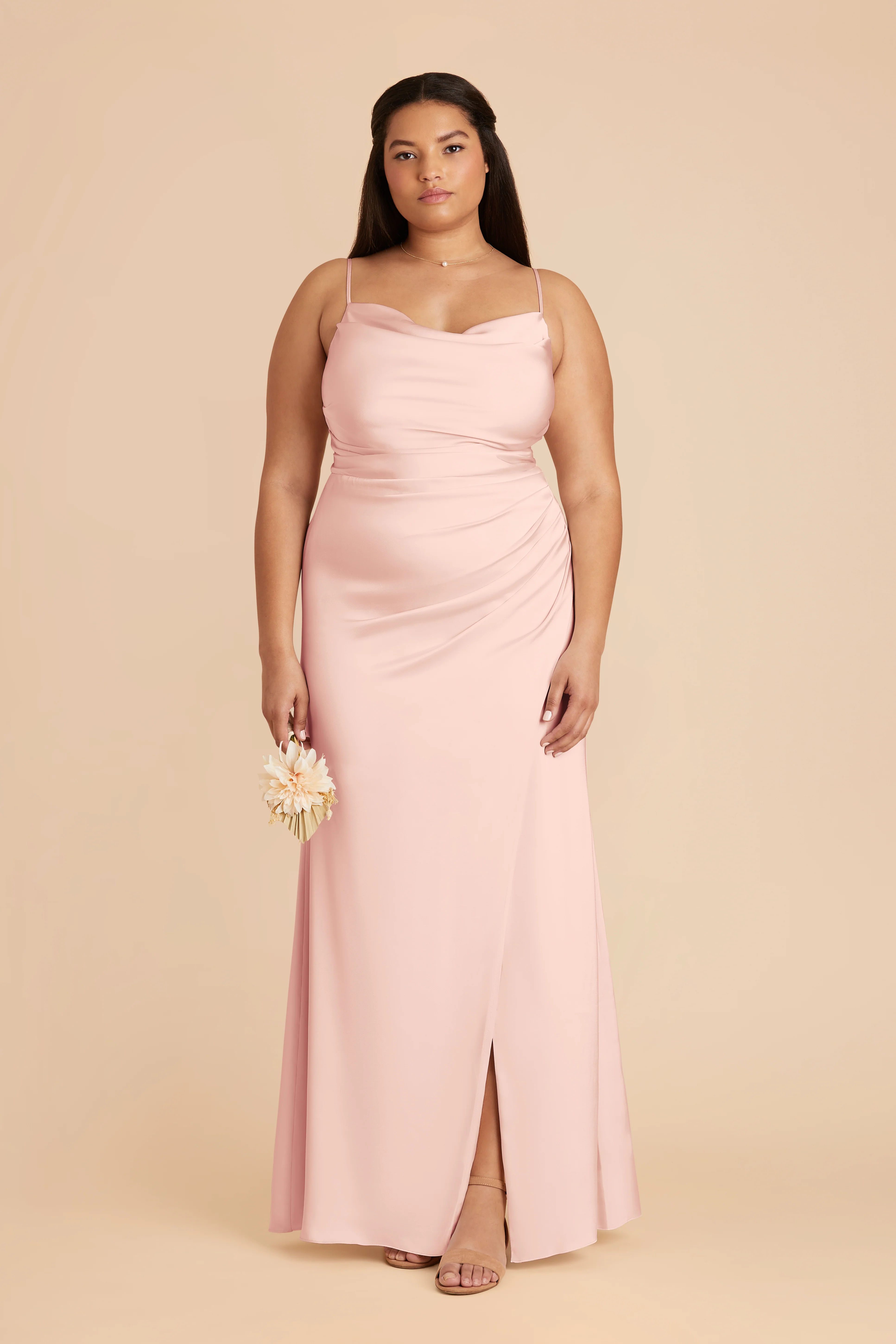 Matte Satin Blush Pink Dress - XNAUWBI