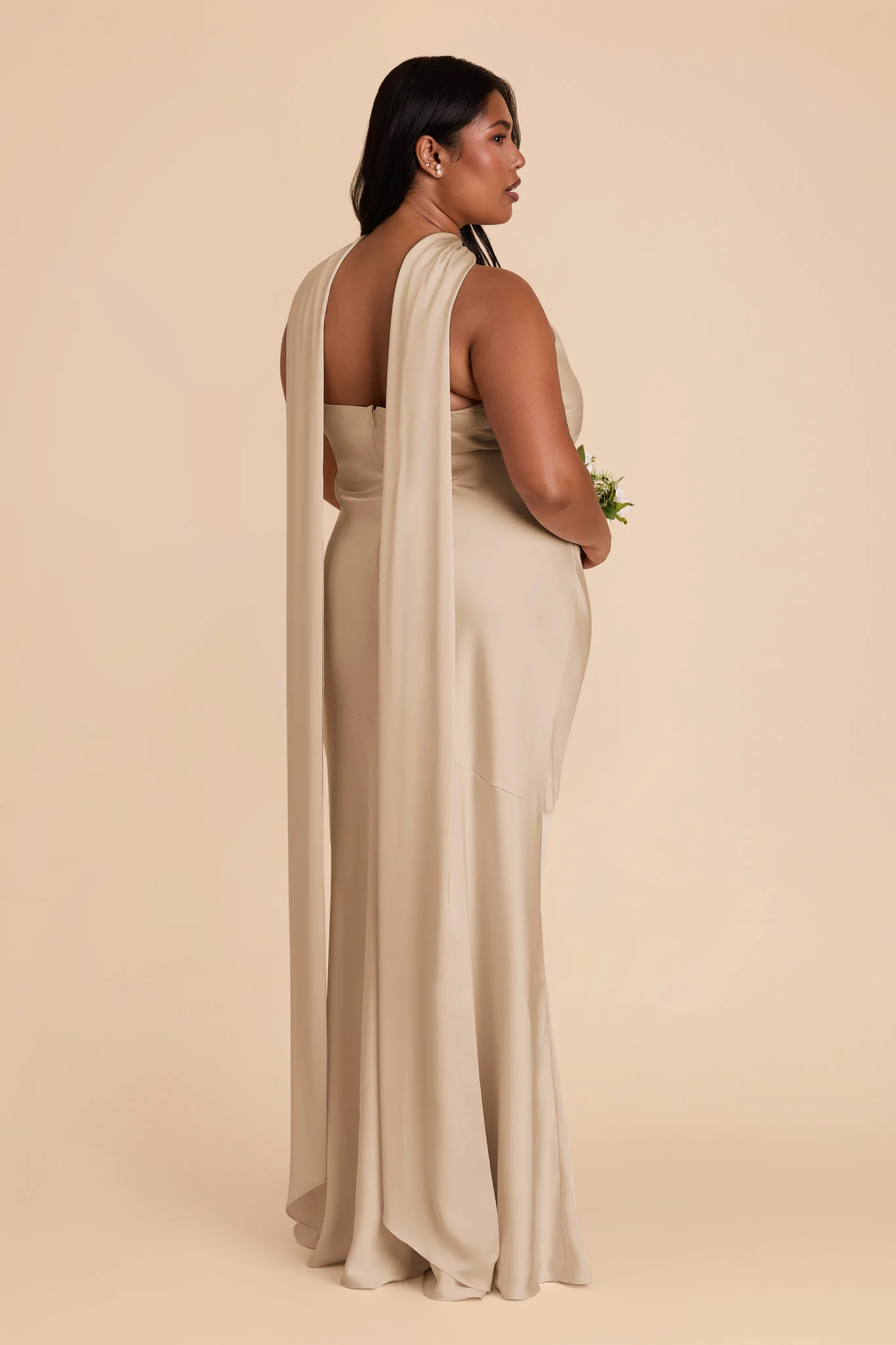 Matte Satin Neutral Champagne Dress - XNAUWBI