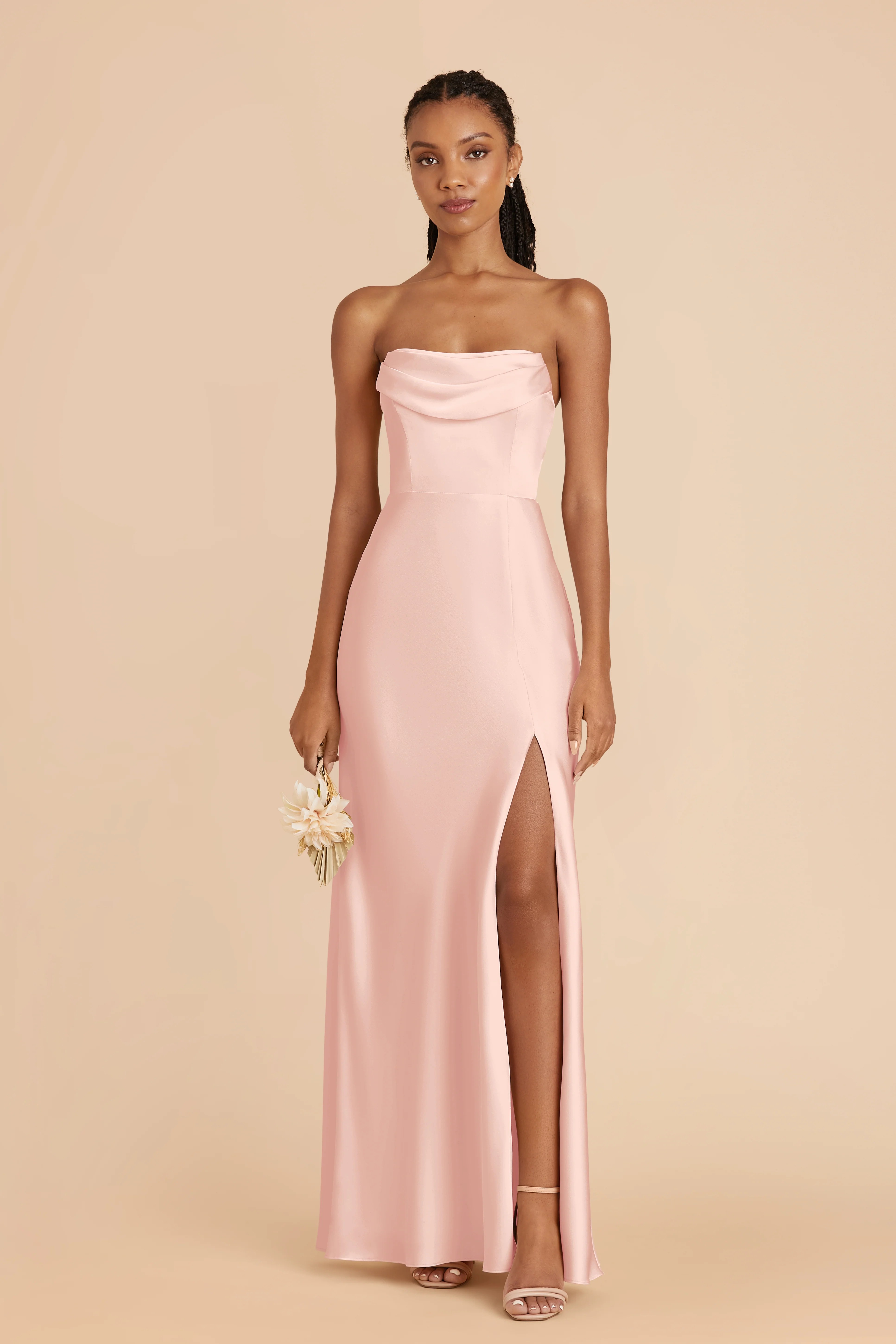 Matte Satin Blush Pink Dress - XNAUWBI