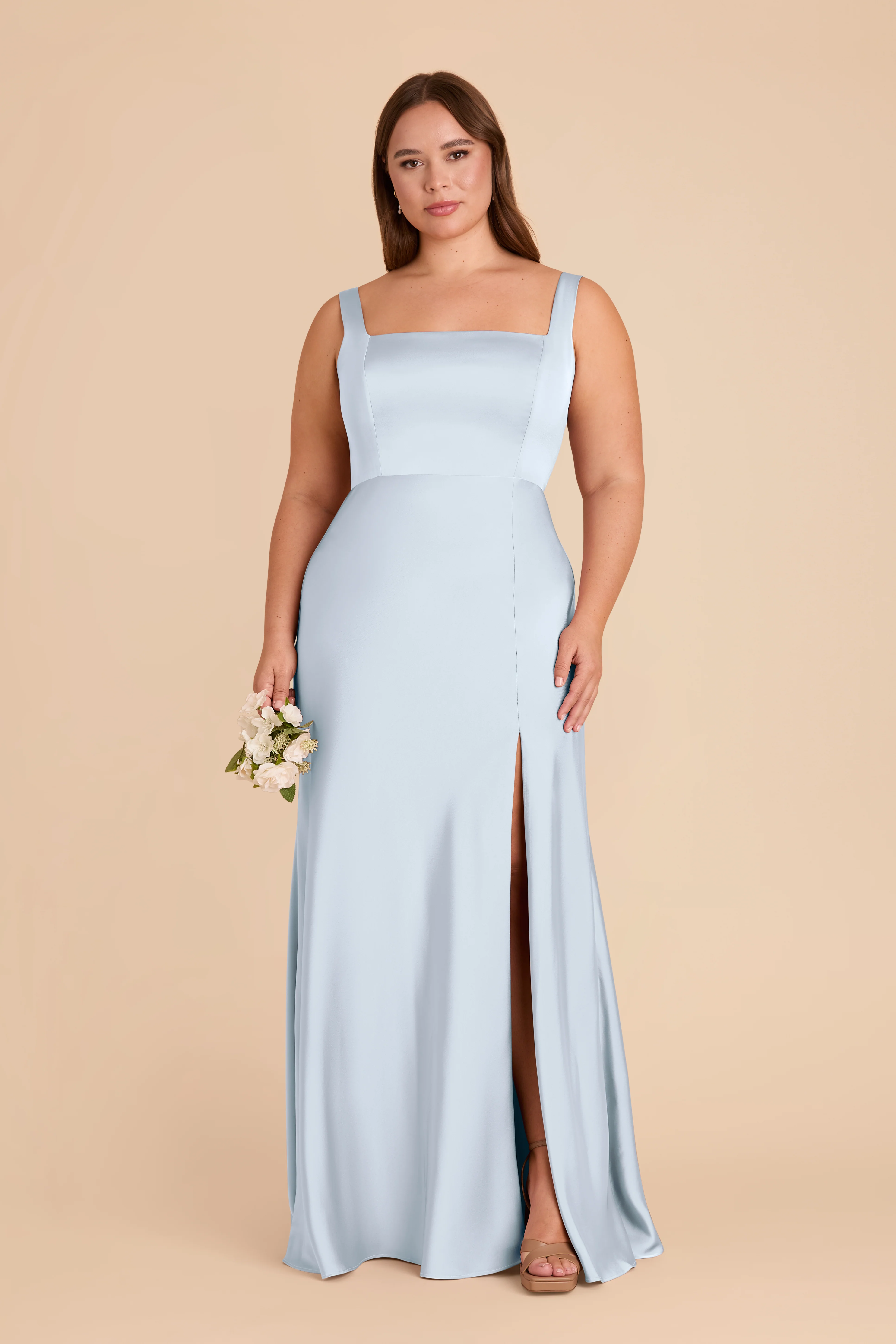 Matte Satin Mist Blue Dress - XNAUWBI