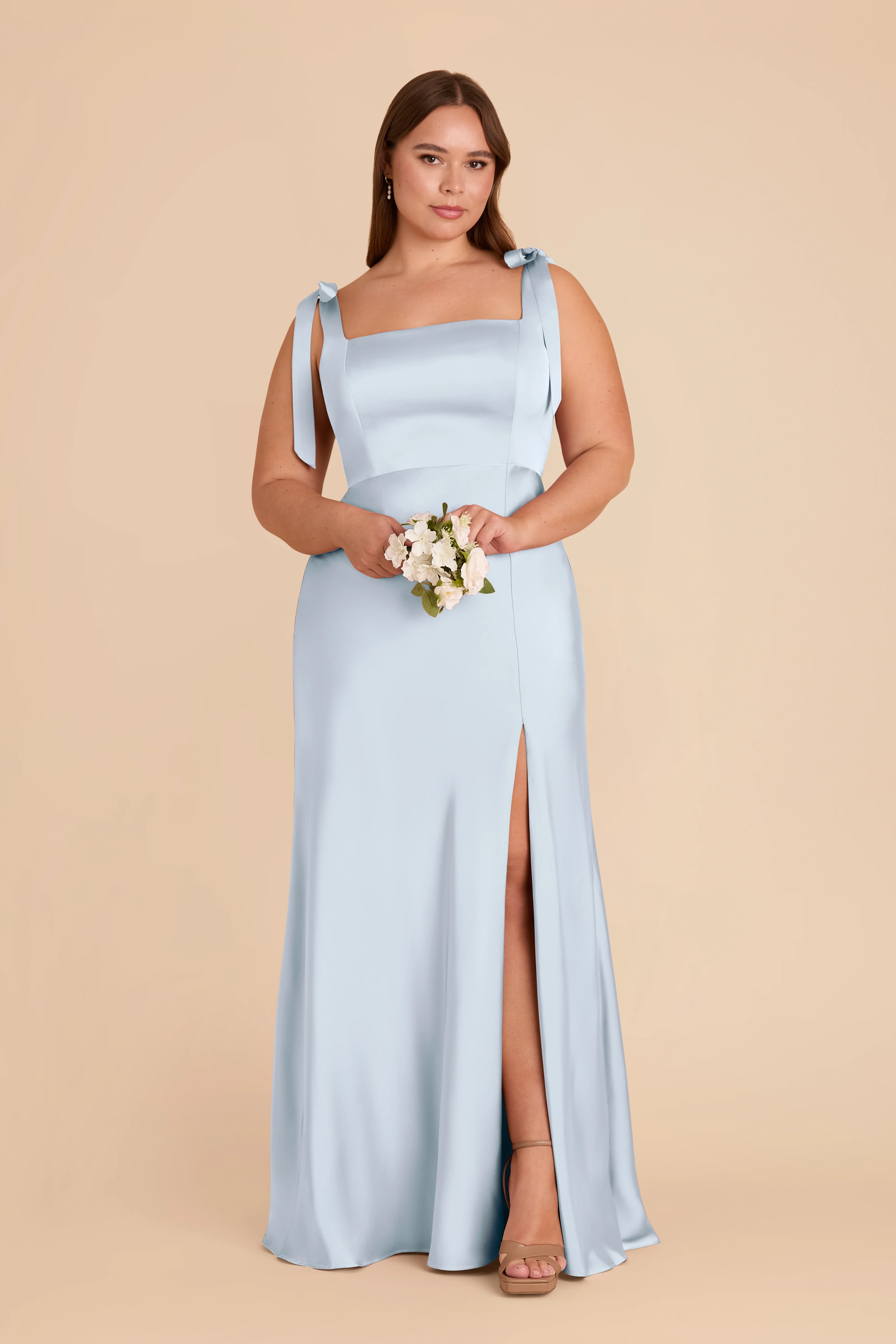 Matte Satin Mist Blue Dress - XNAUWBI