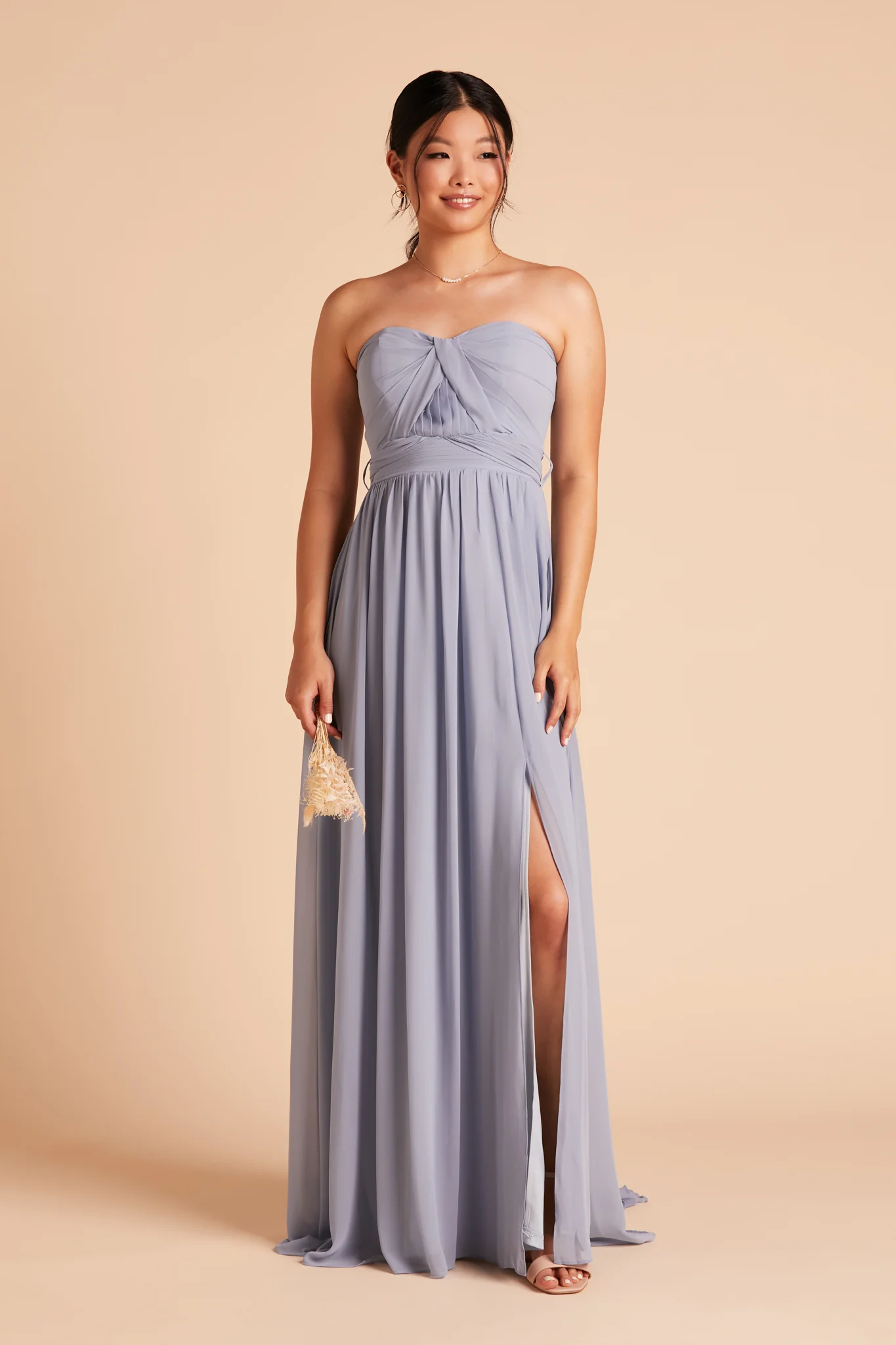 Chiffon Dusty Blue Dress - XNAUWBI