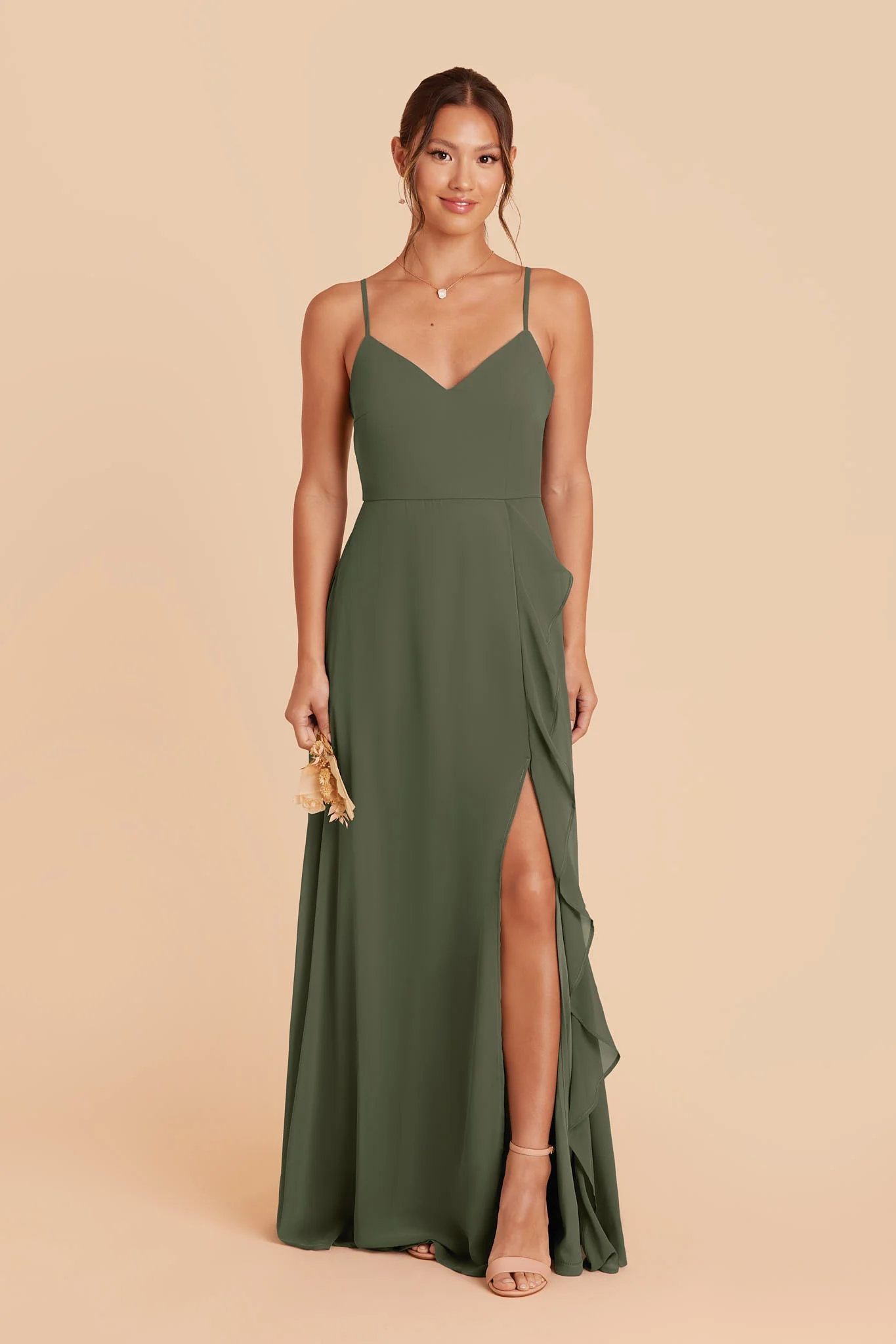 Chiffon Olive Dress - XNAUWBI