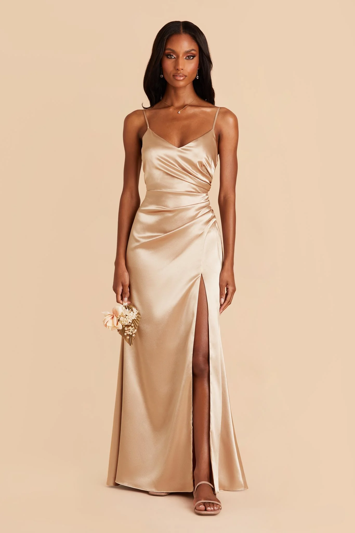 Shiny Satin Gold Dress - XNAUWBI