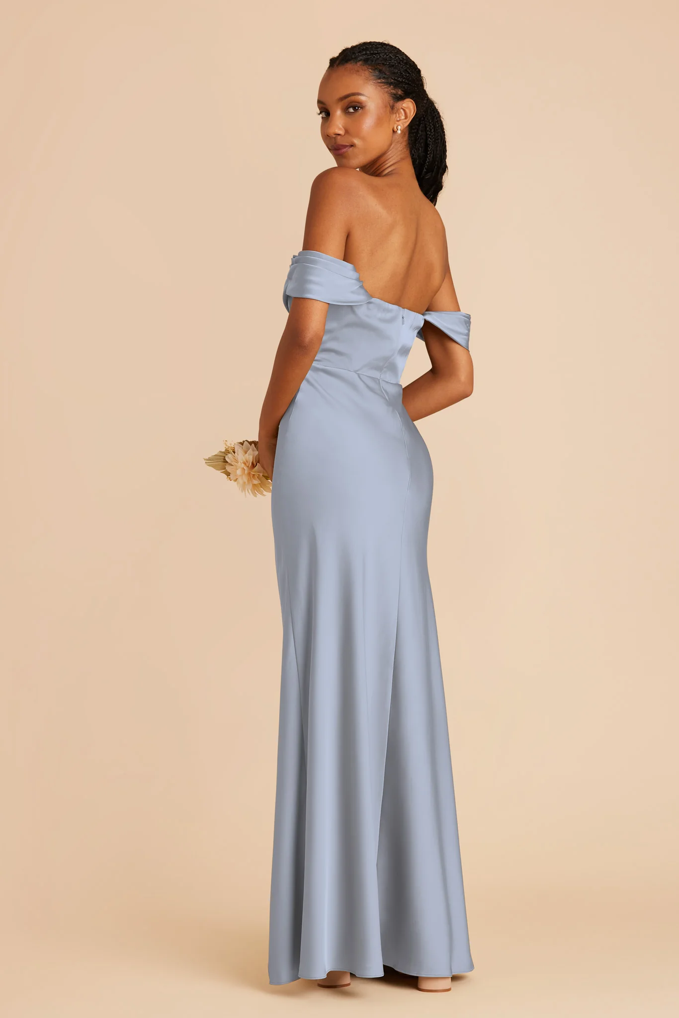 Matte Satin Dusty Blue Dress - XNAUWBI