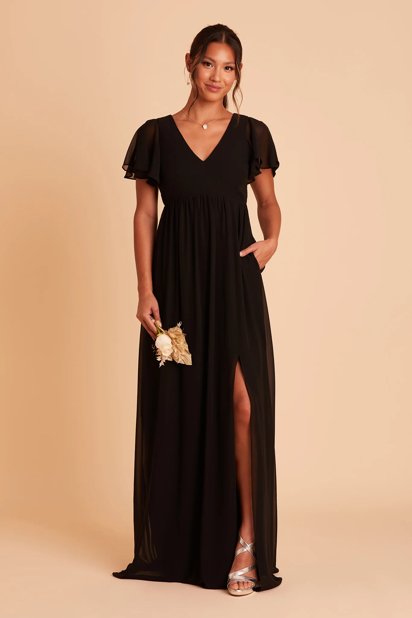 Chiffon Black Dress - XNAUWBI