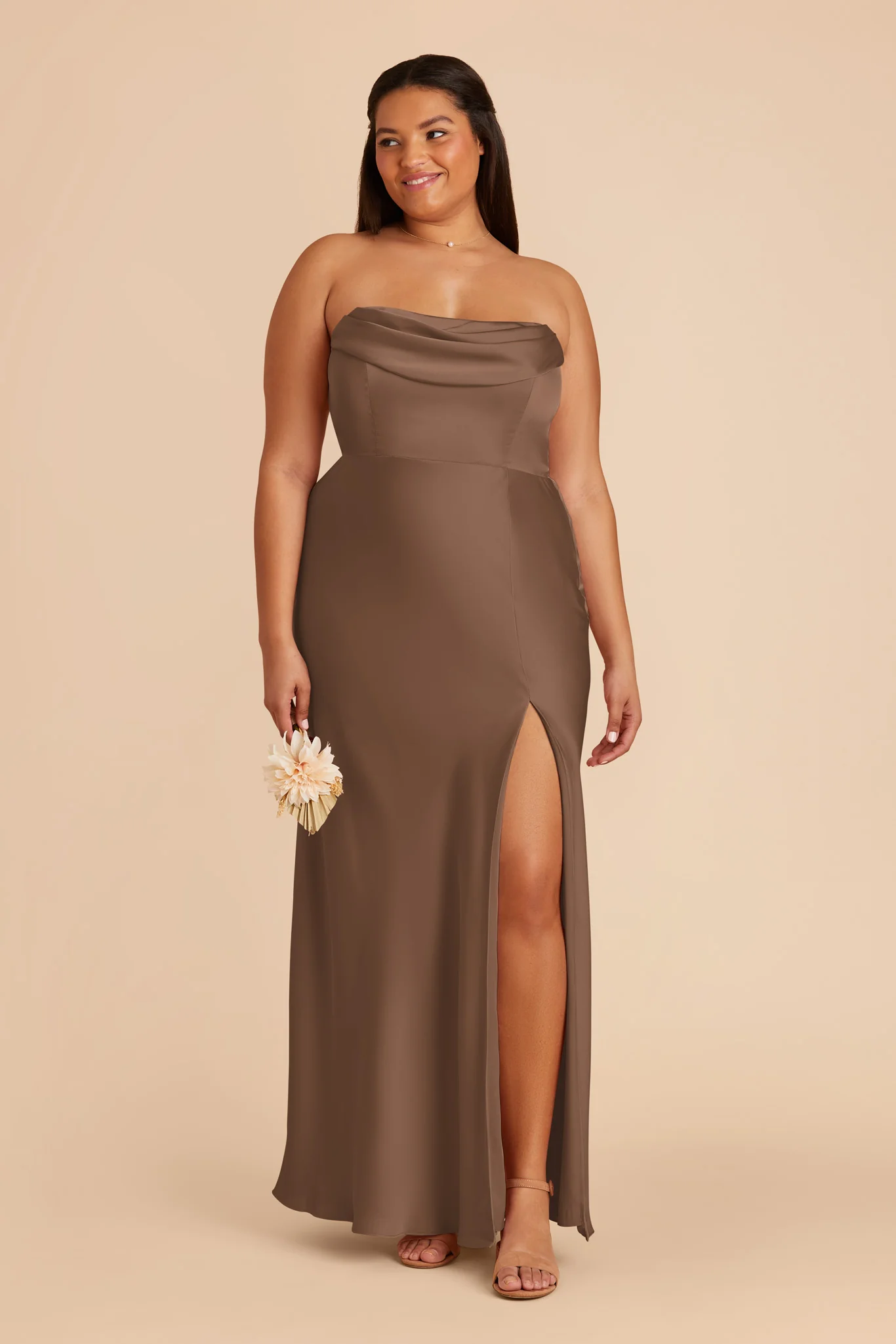 Matte Satin Mocha Dress - XNAUWBI
