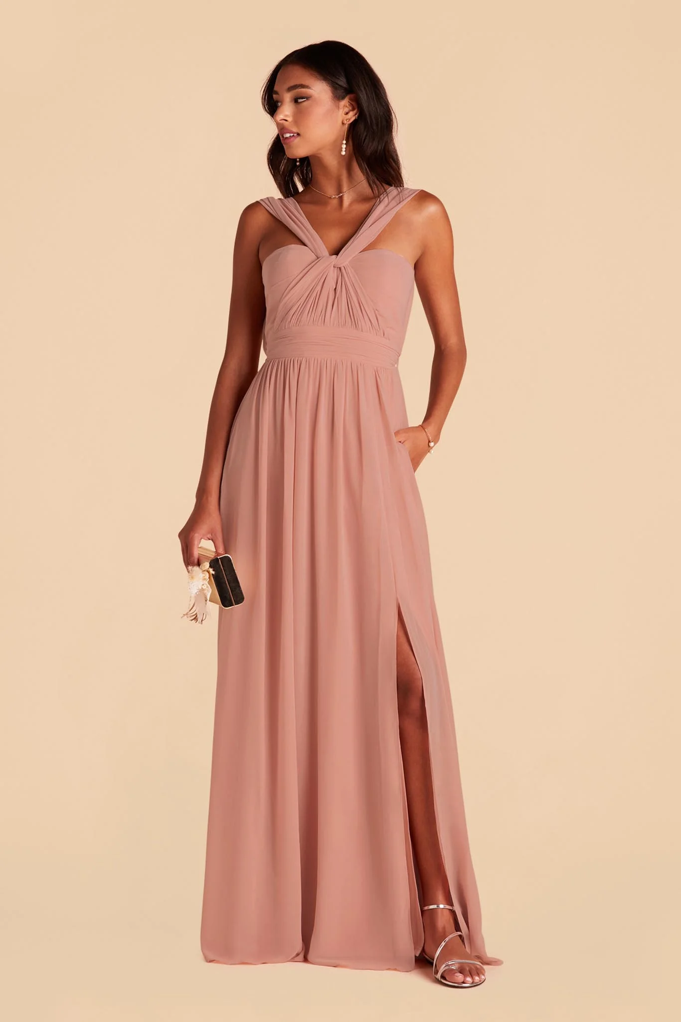 Chiffon Dusty Rose Dress - XNAUWBI