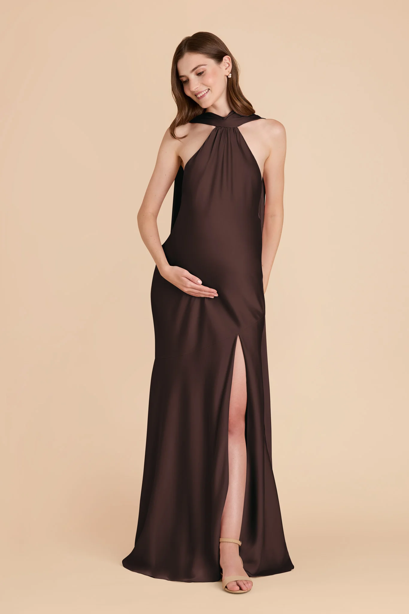 Matte Satin Espresso Dress - XNAUWBI