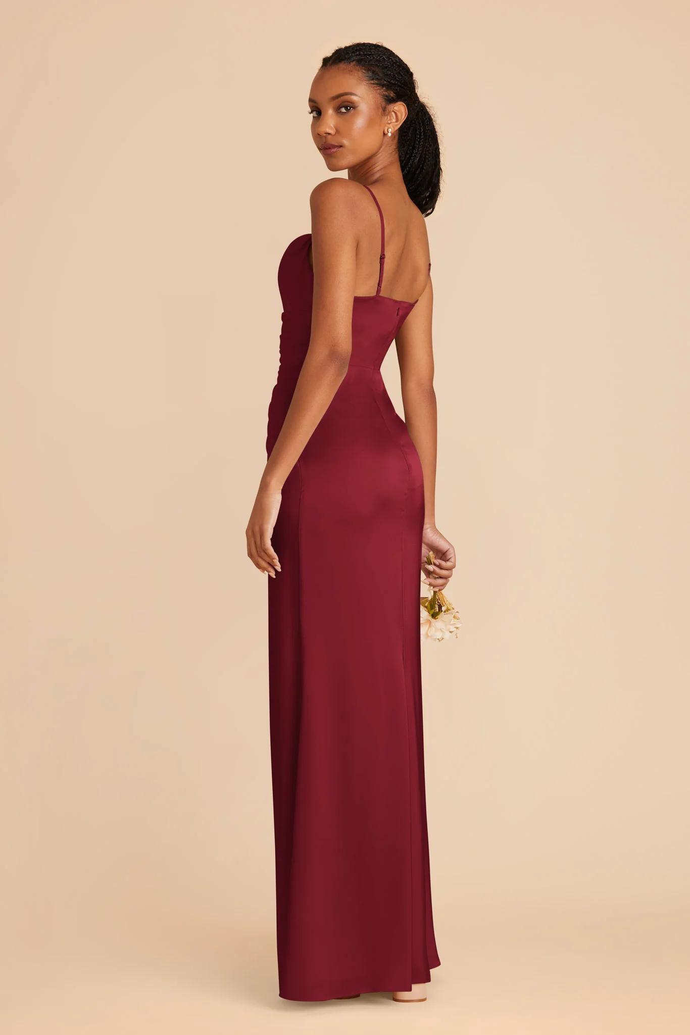 Matte Satin Burgundy Dress - XNAUWBI