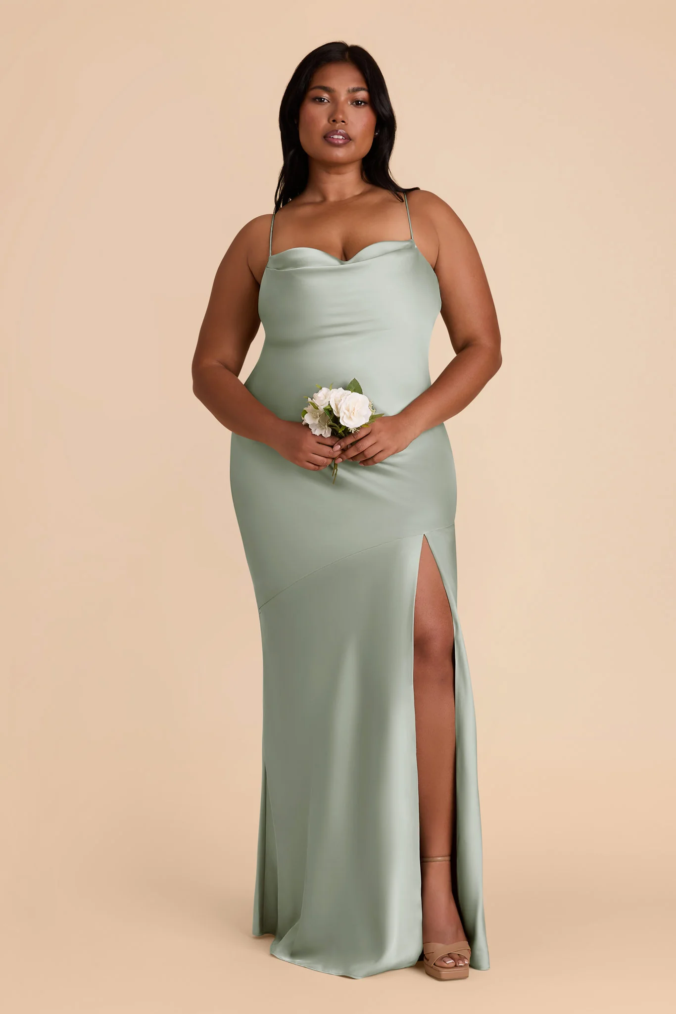 Matte Satin Sage Dress - XNAUWBI