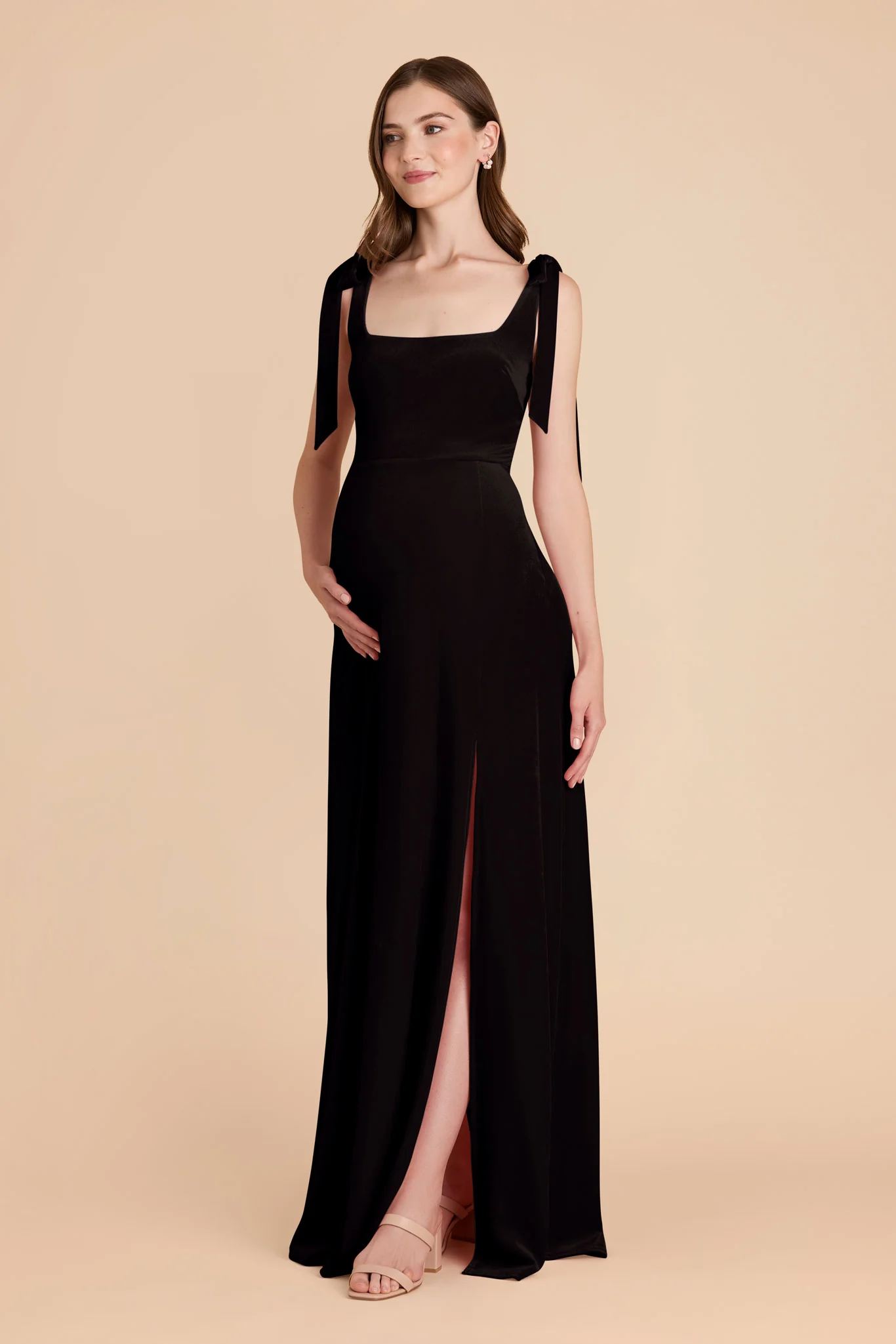 Velvet Black Dress - XNAUWBI