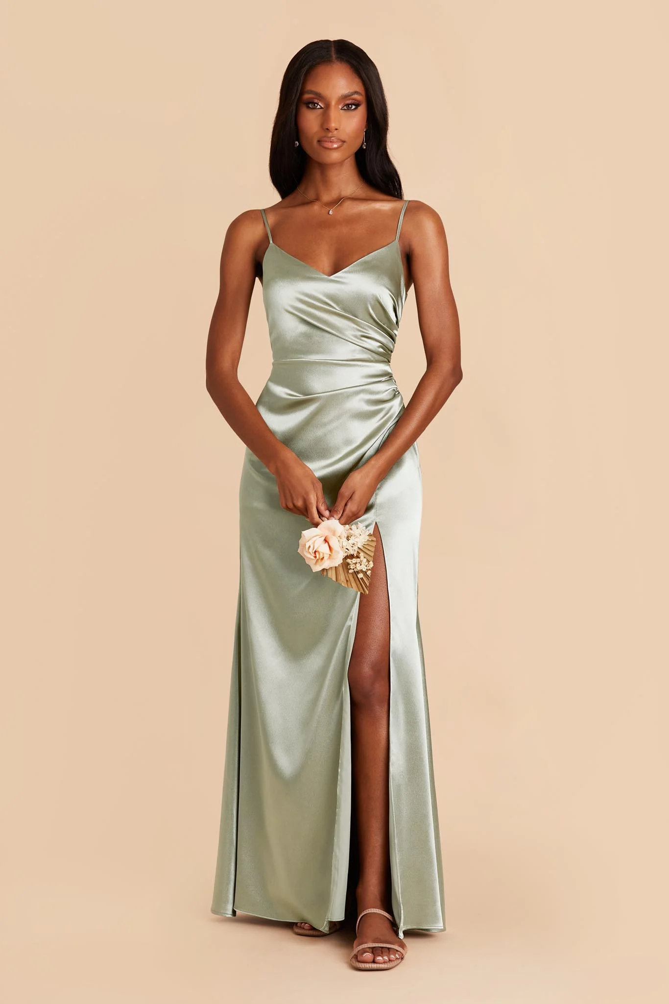Shiny Satin Sage Dress - XNAUWBI