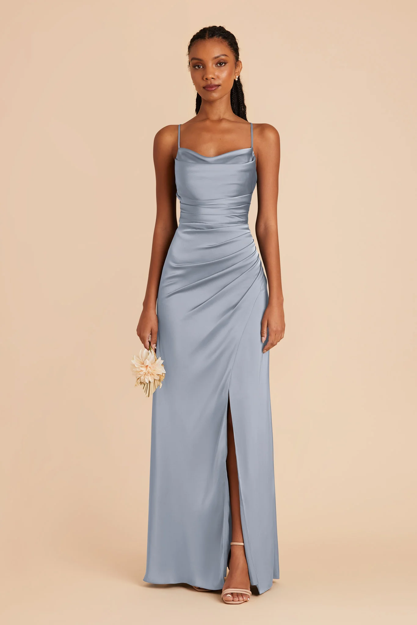 Matte Satin Dusty Blue Dress - XNAUWBI