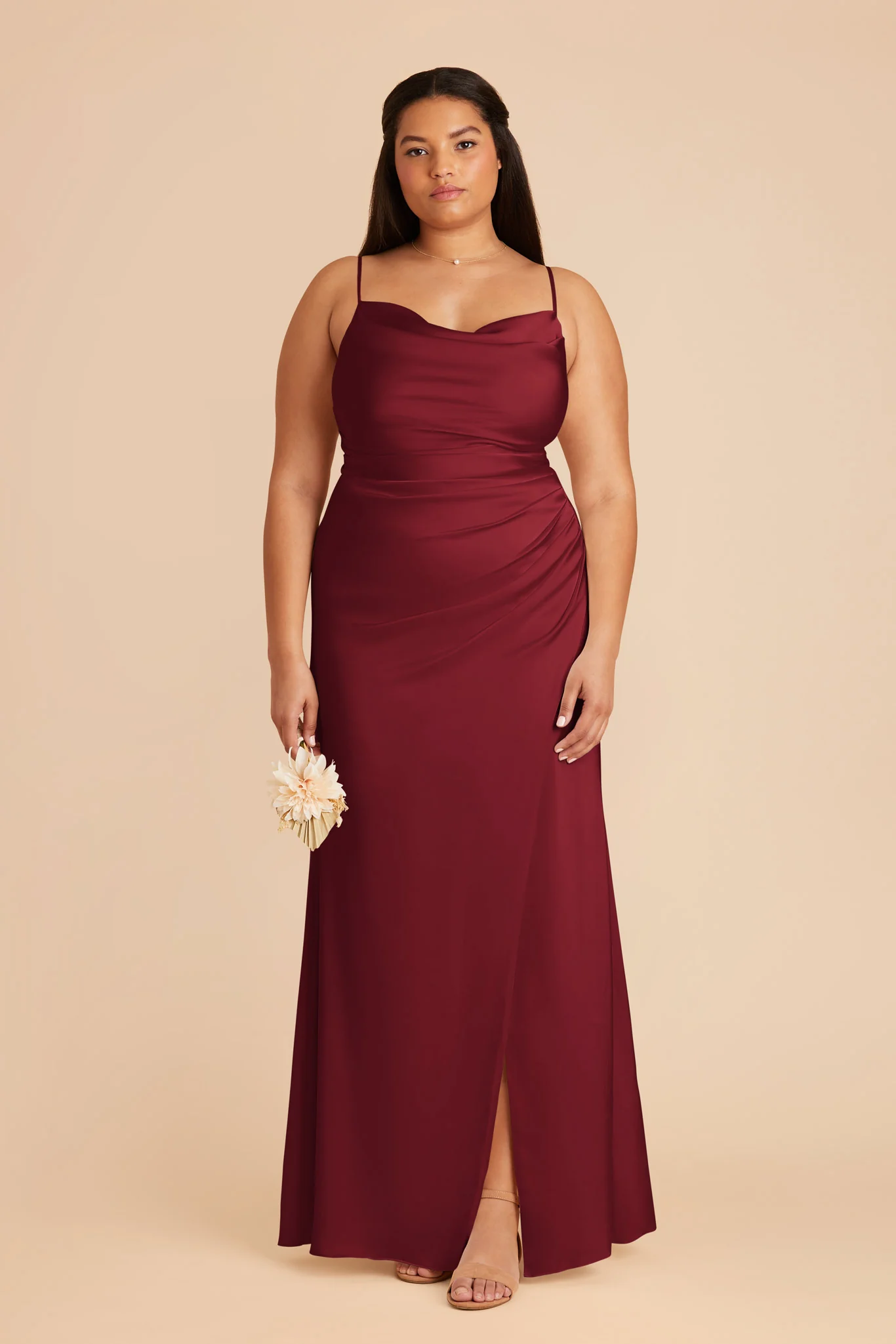 Matte Satin Burgundy Dress - XNAUWBI