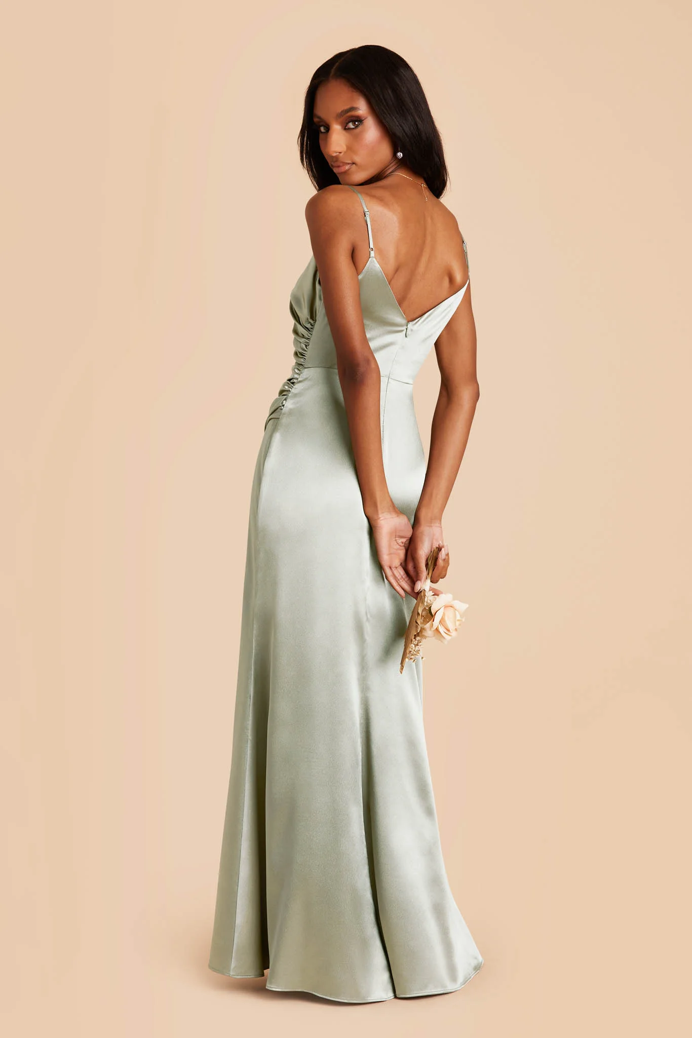 Shiny Satin Sage Dress - XNAUWBI