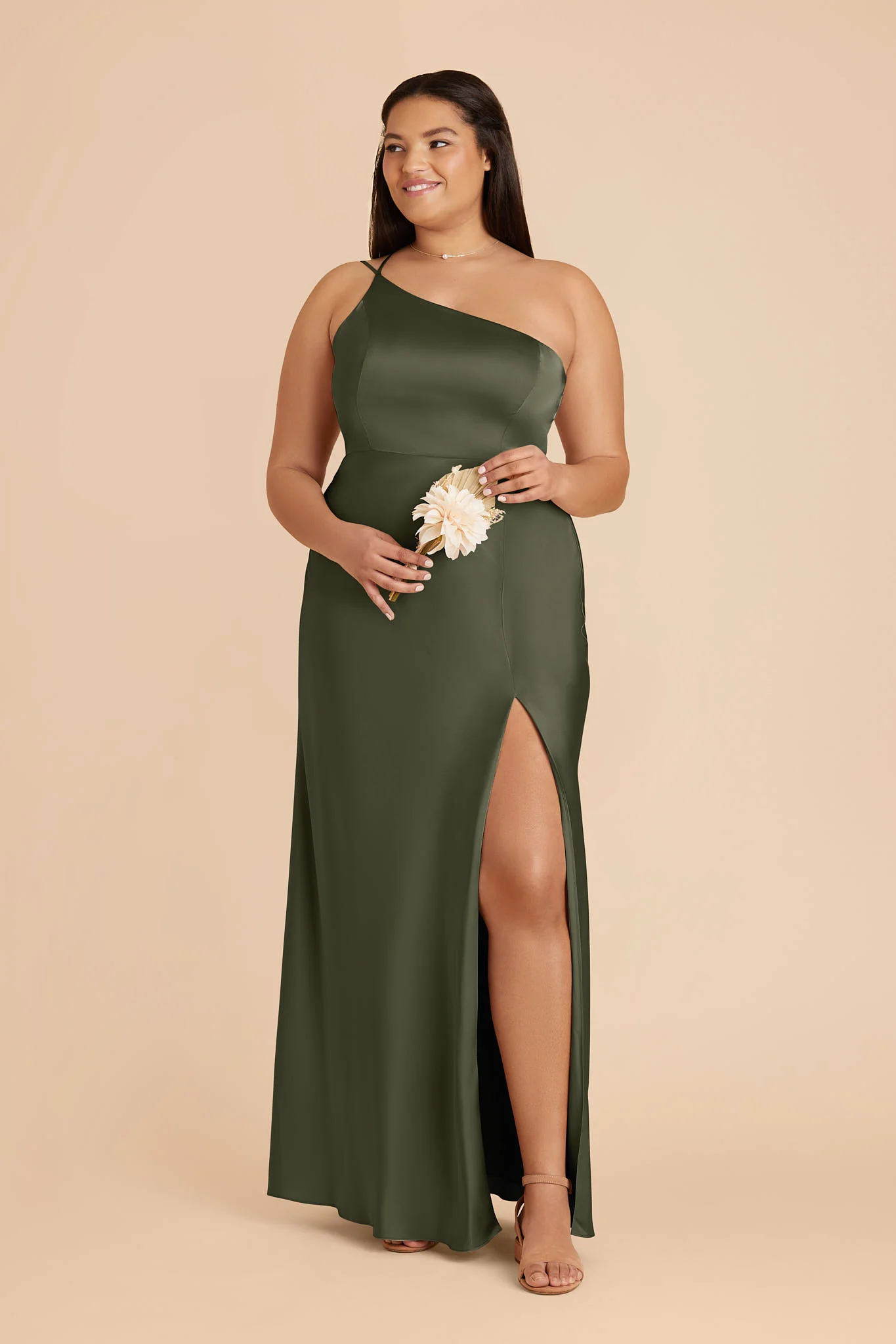 Matte Satin Olive Dress - XNAUWBI