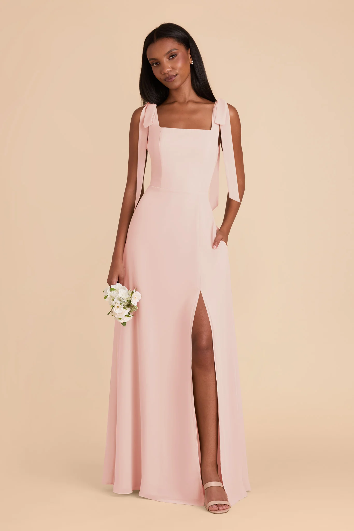 Chiffon Blush Pink Dress - XNAUWBI