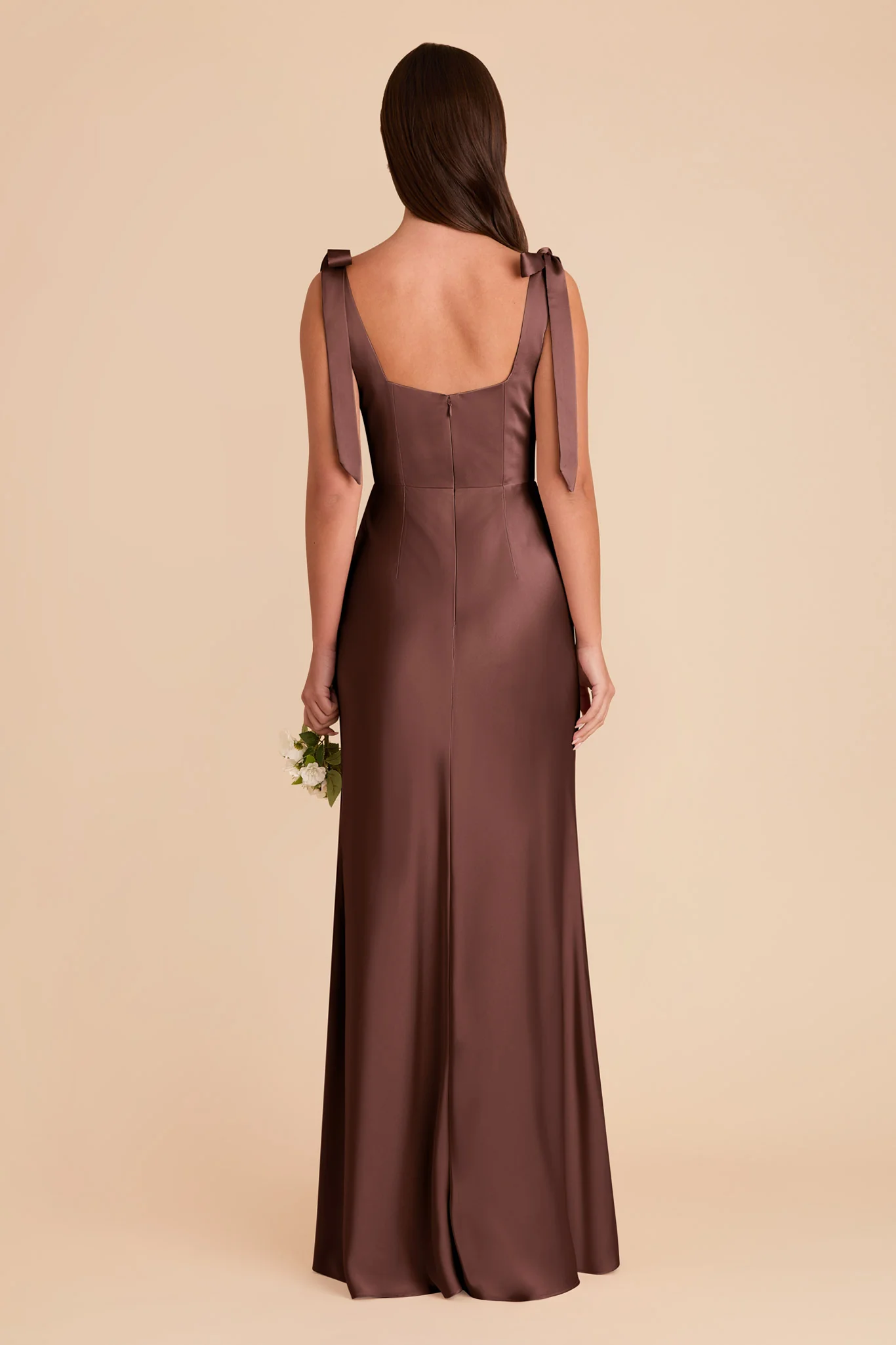 Matte Satin Chocolate Brown Dress - XNAUWBI