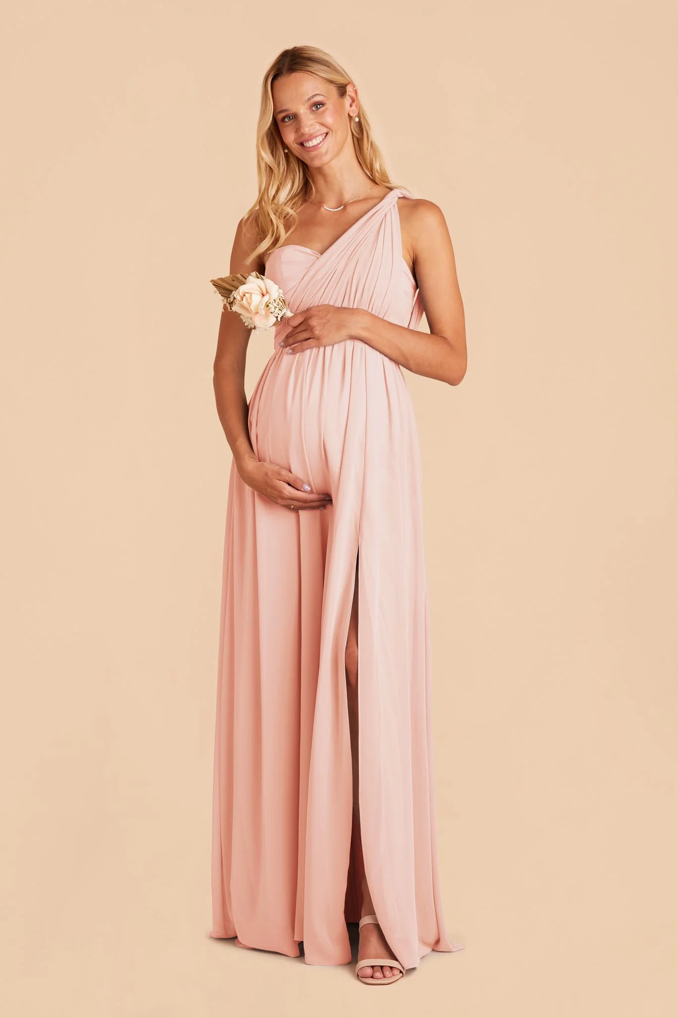 Chiffon Blush Pink Dress - XNAUWBI