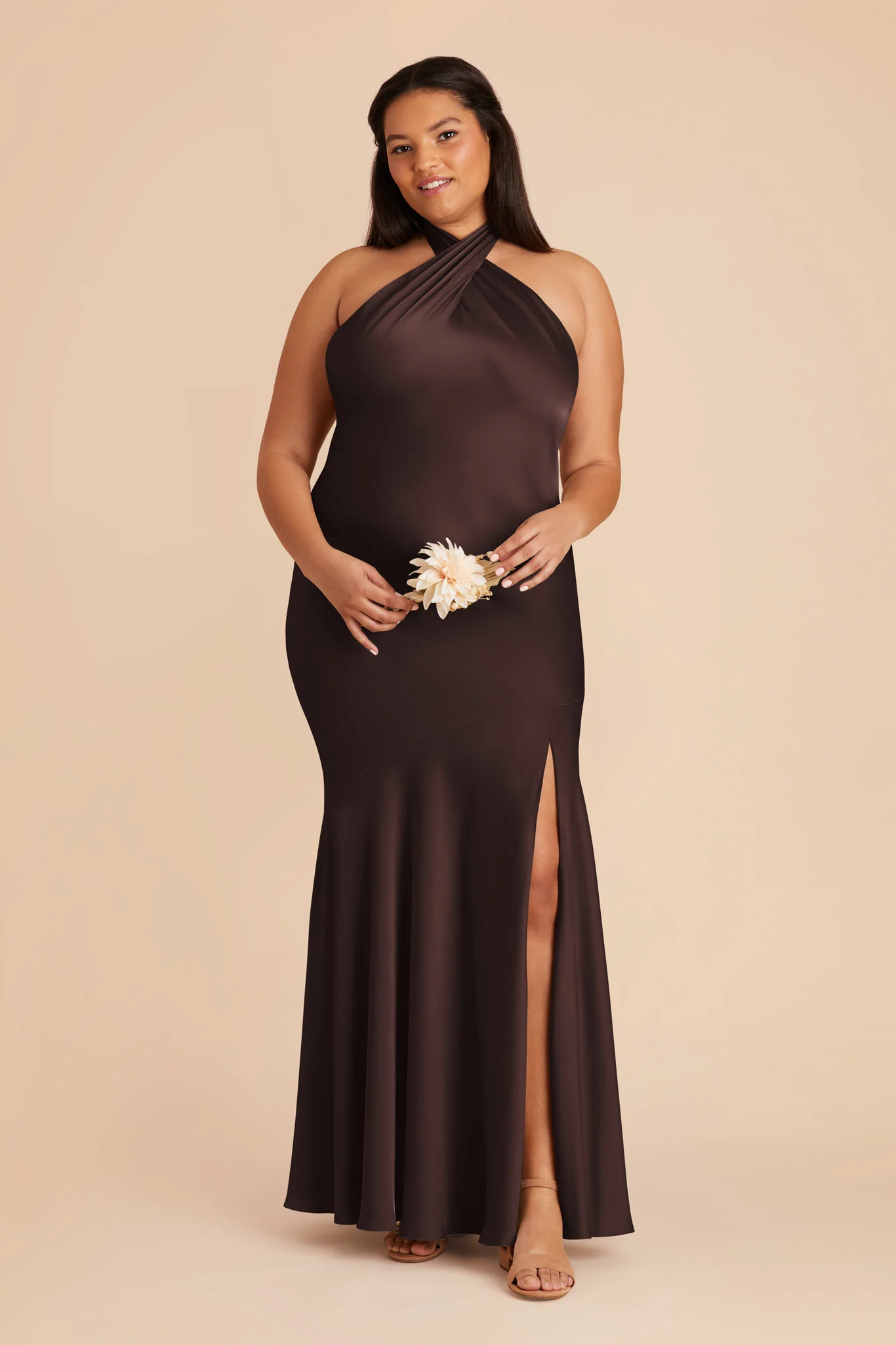 Matte Satin Espresso Dress - XNAUWBI