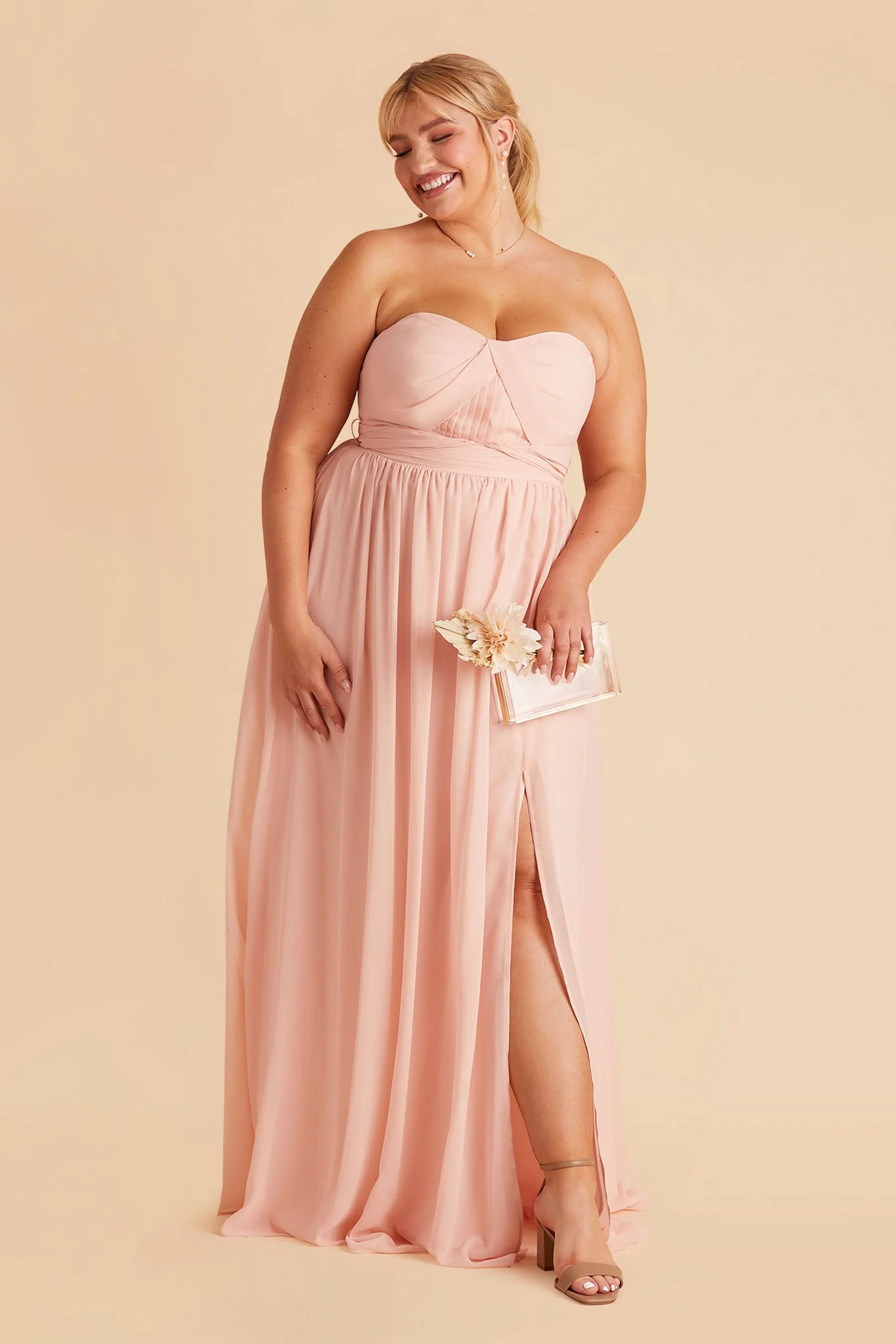 Chiffon Blush Pink Dress - XNAUWBI