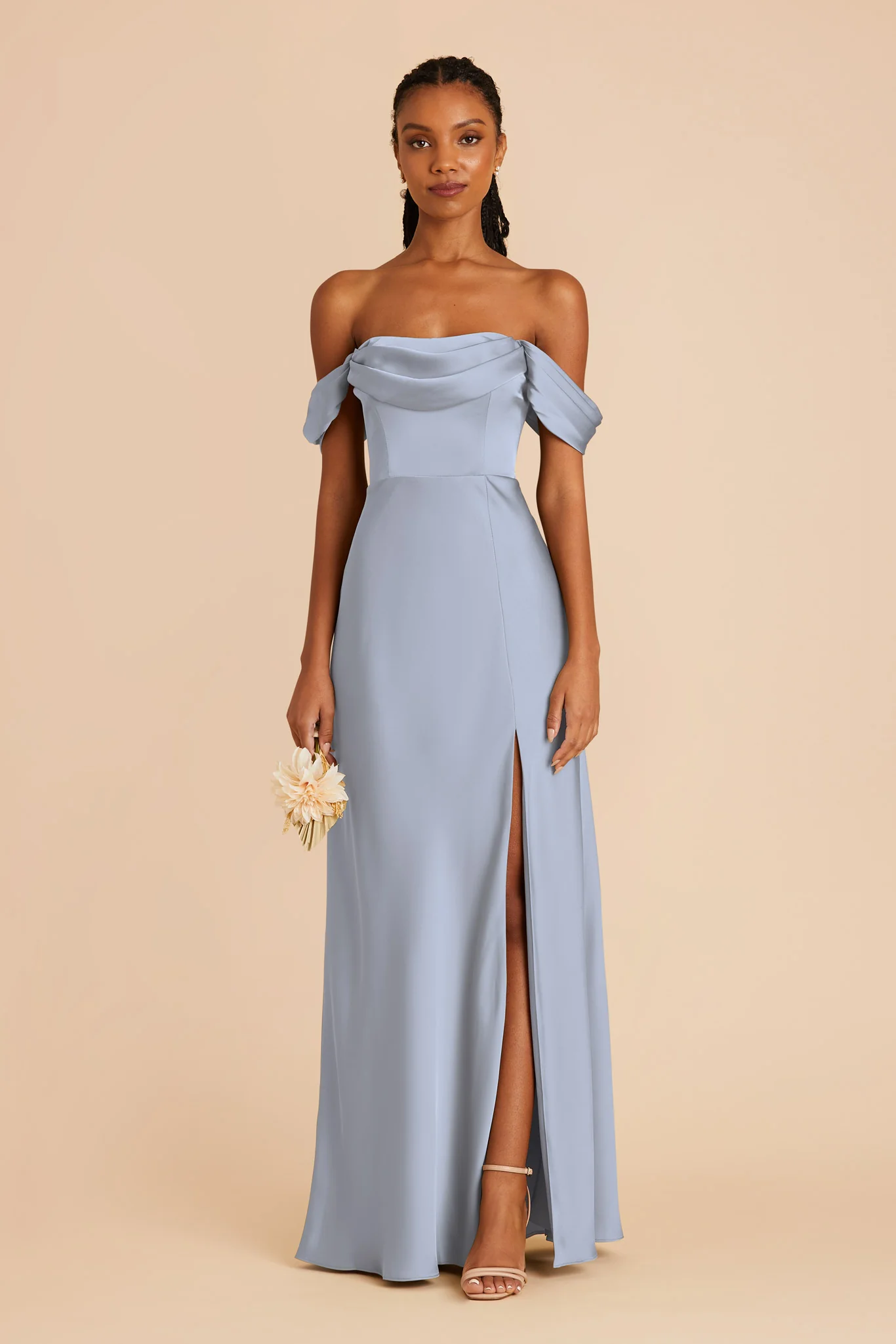 Matte Satin Dusty Blue Dress - XNAUWBI