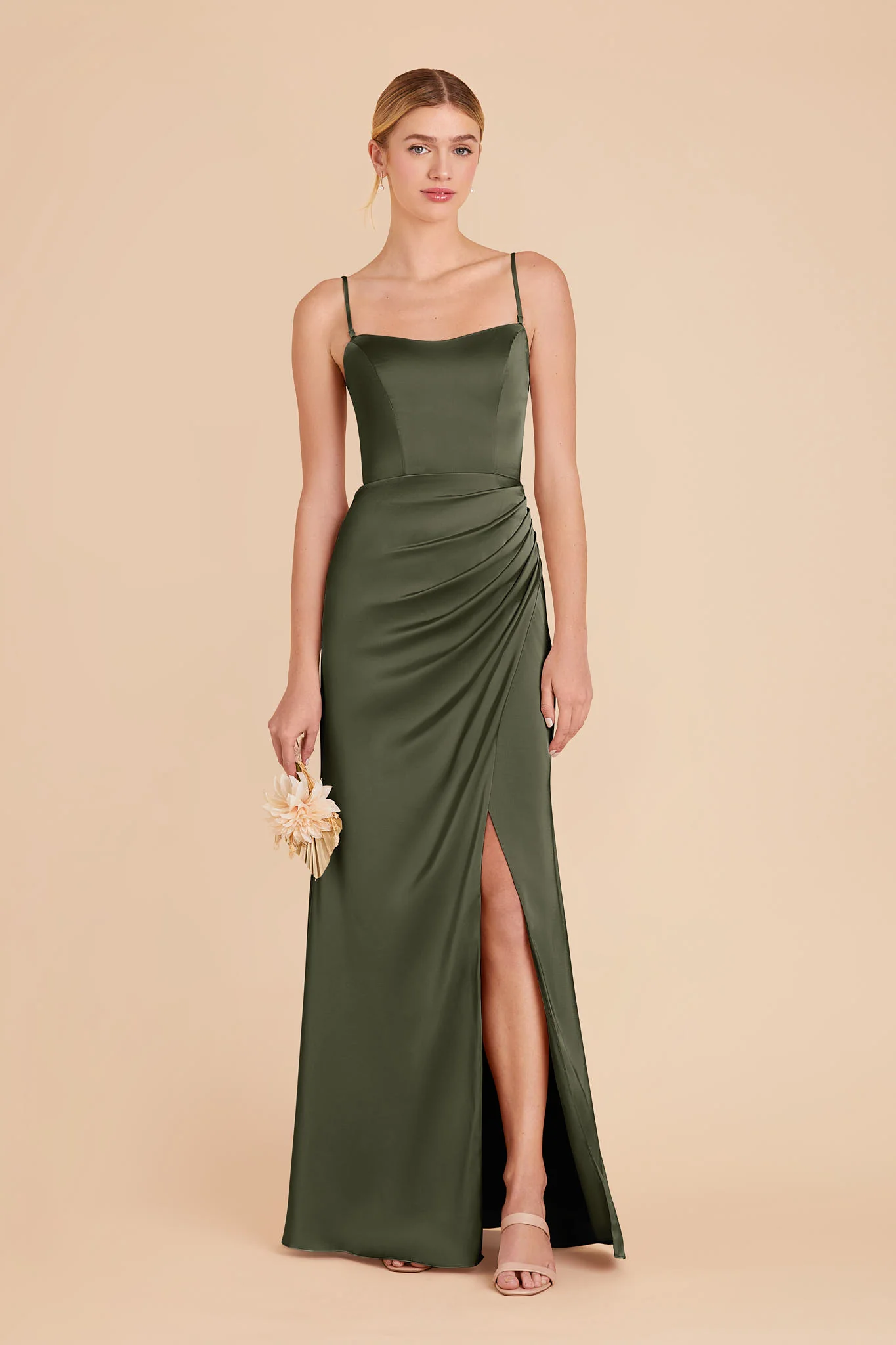 Matte Satin Olive Dress - XNAUWBI