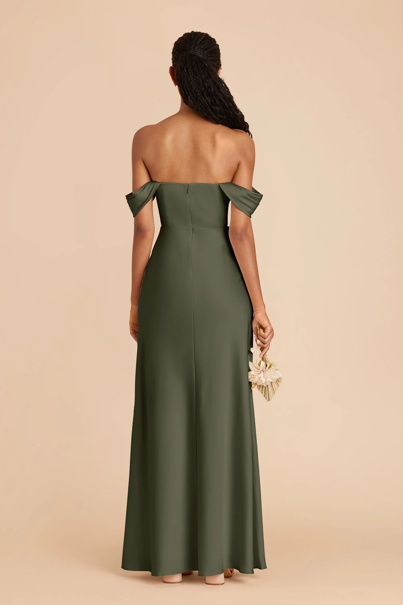 Matte Satin Olive Dress - XNAUWBI