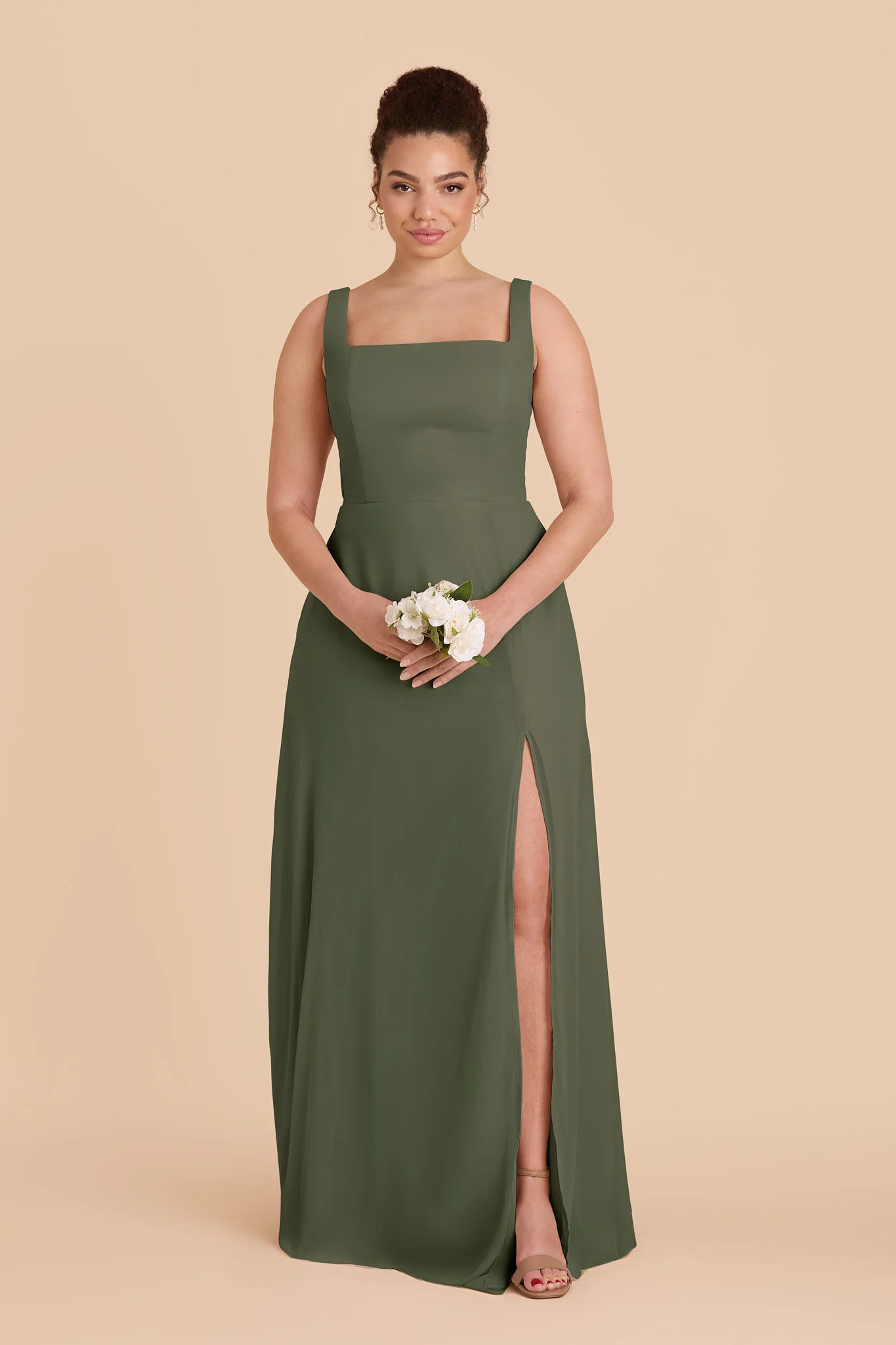 Chiffon Olive Dress - XNAUWBI
