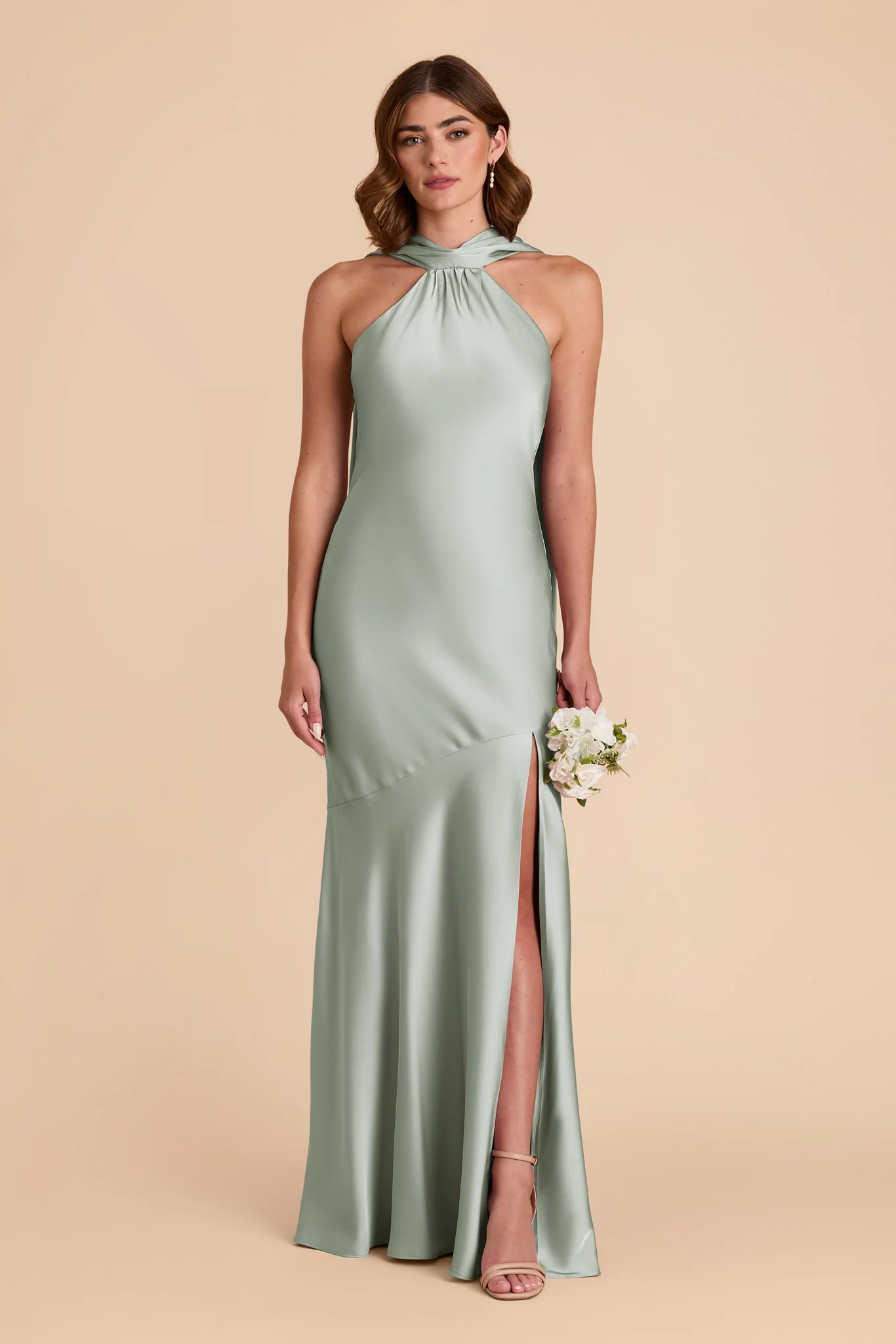 Matte Satin Sage Dress - XNAUWBI
