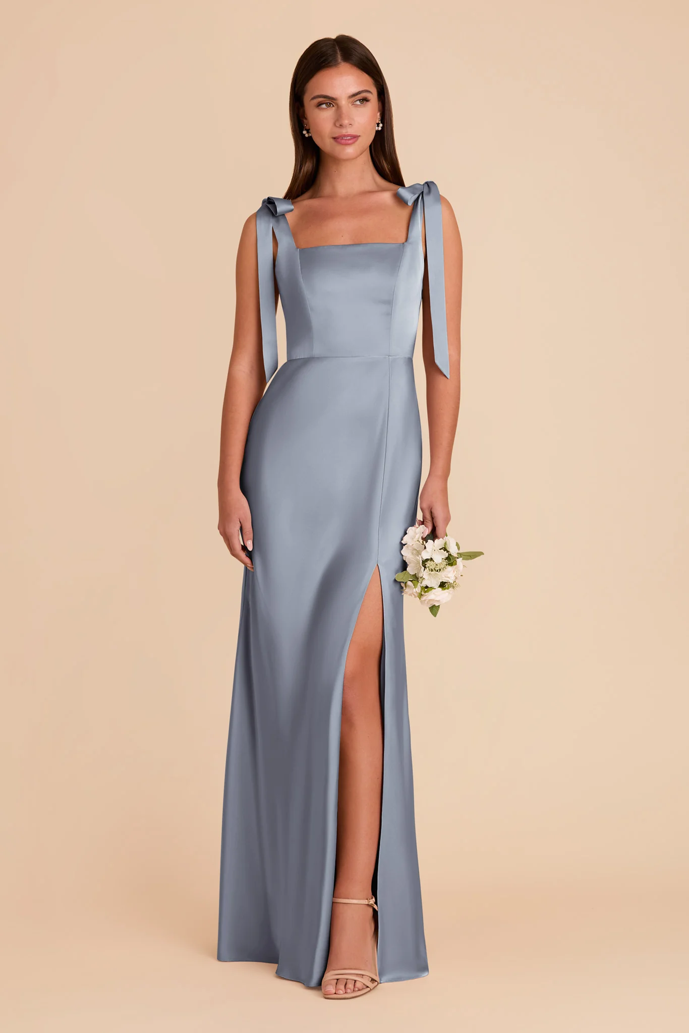 Matte Satin Dusty Blue Dress - XNAUWBI