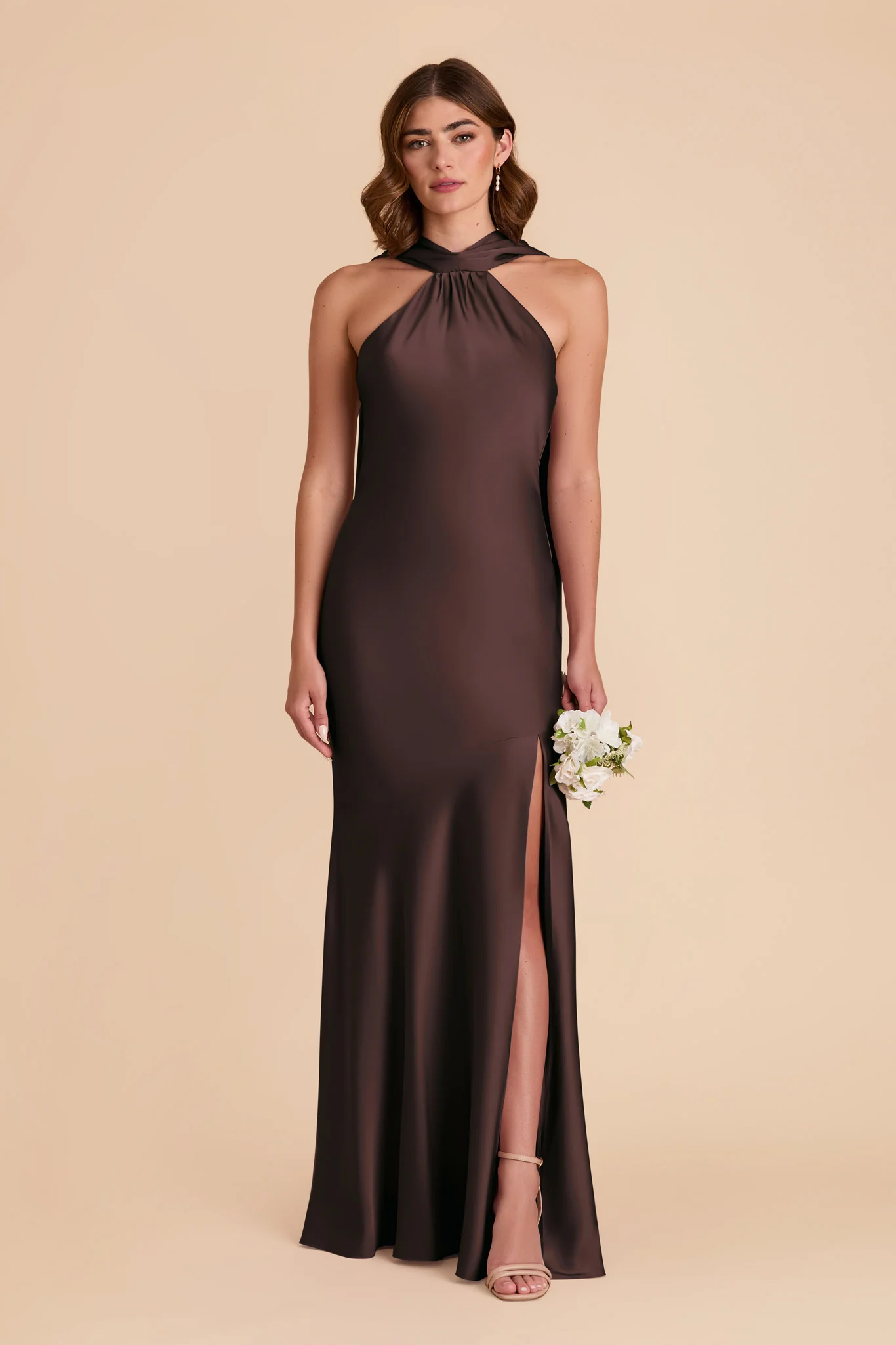 Matte Satin Espresso Dress - XNAUWBI