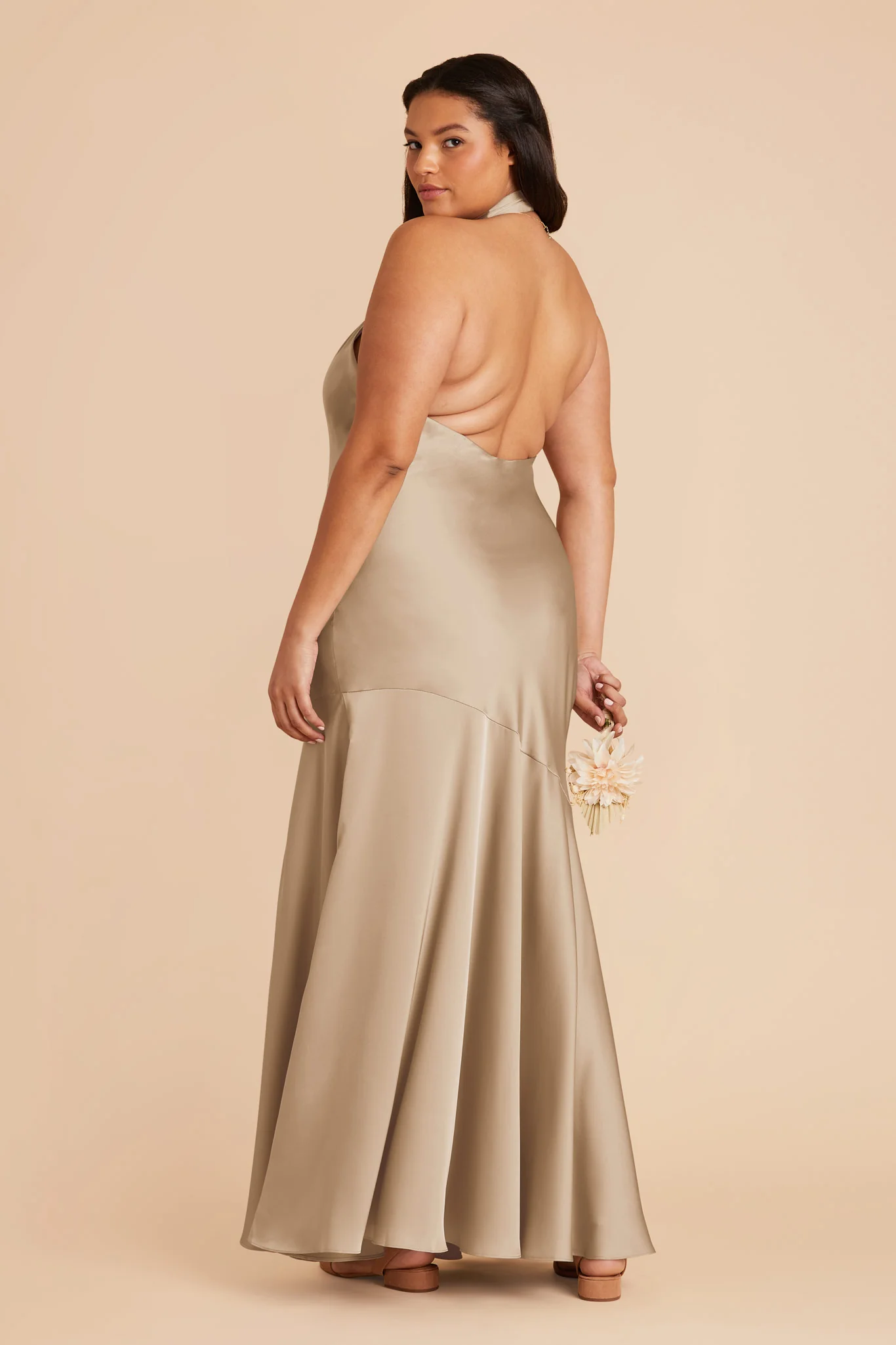 Matte Satin Neutral Champagne Dress - XNAUWBI