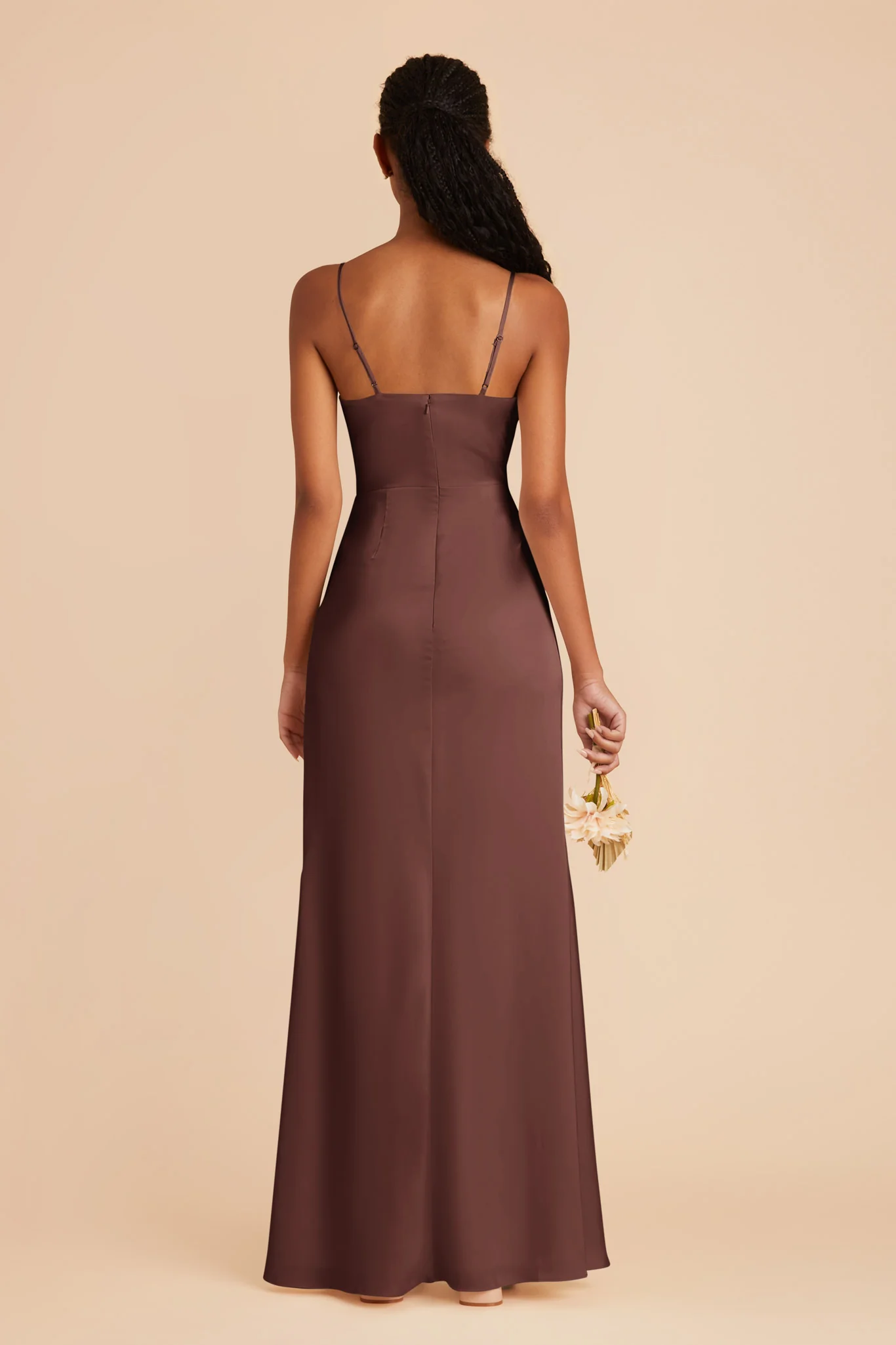 Matte Satin Chocolate Brown Dress - XNAUWBI
