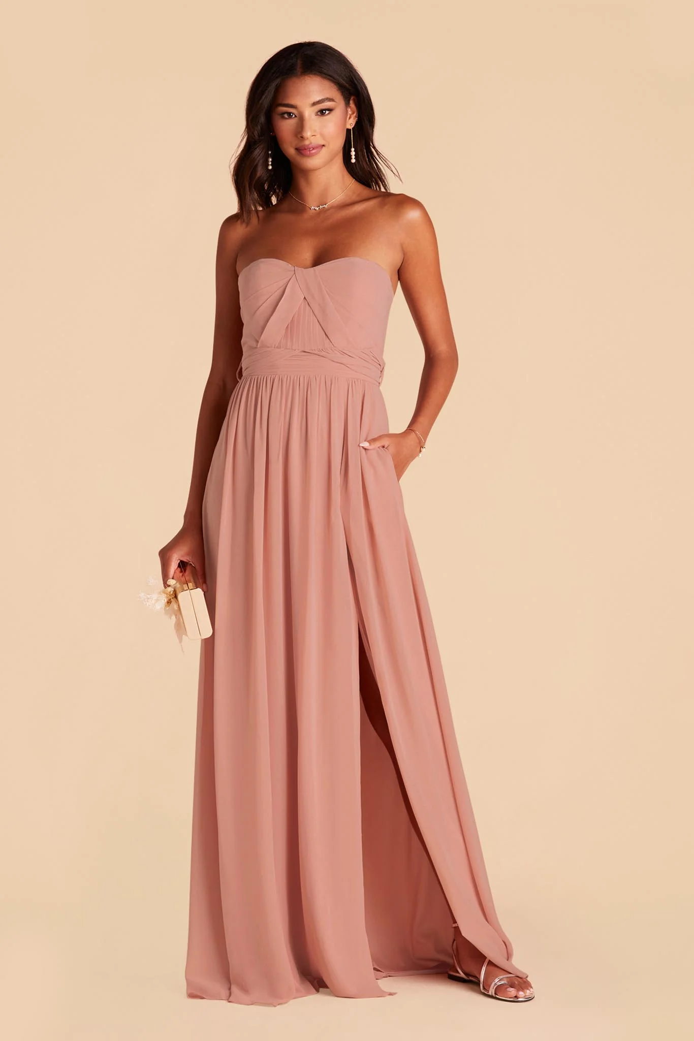 Chiffon Dusty Rose Dress - XNAUWBI