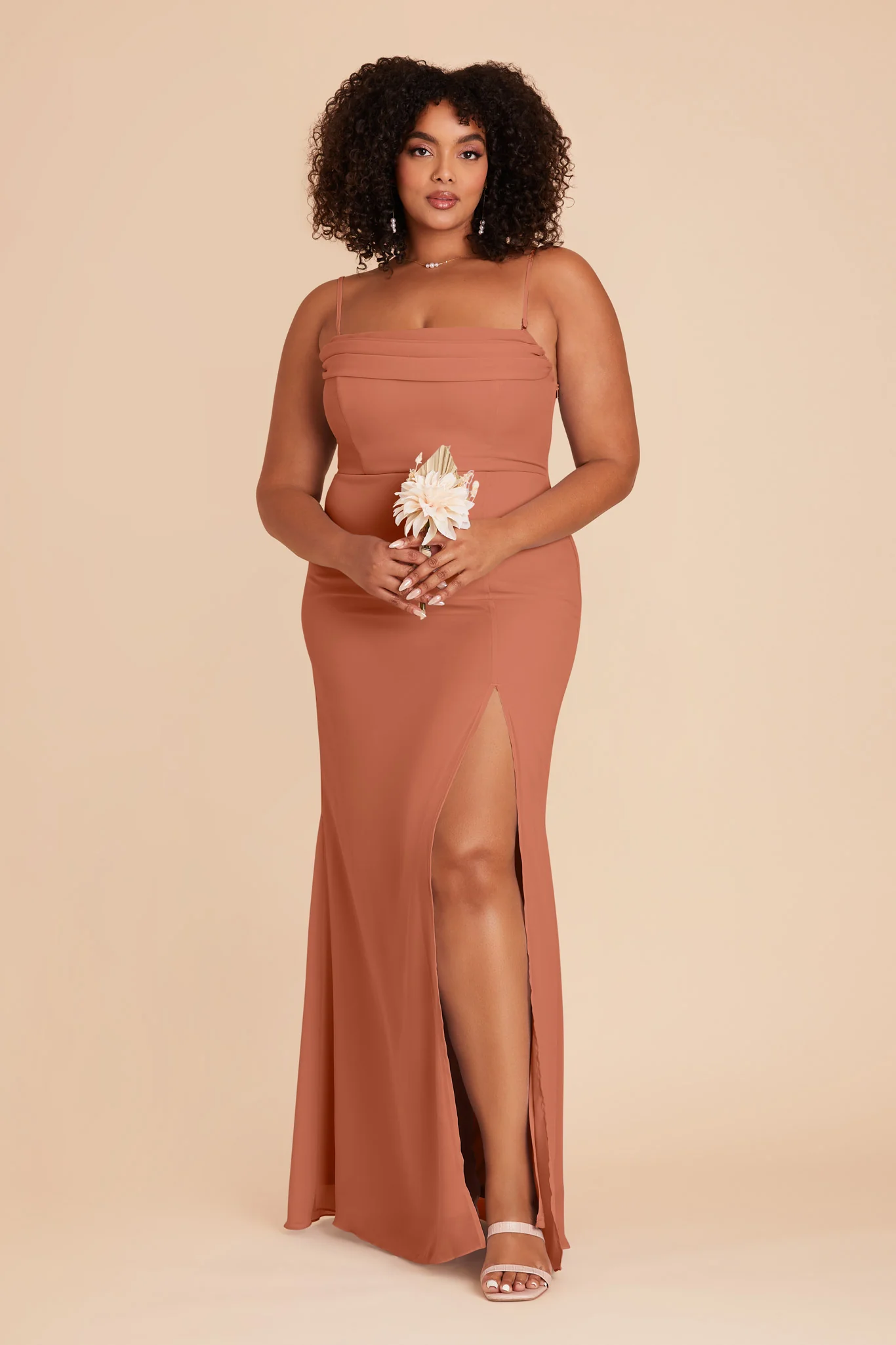 Chiffon Terracotta Dress - XNAUWBI