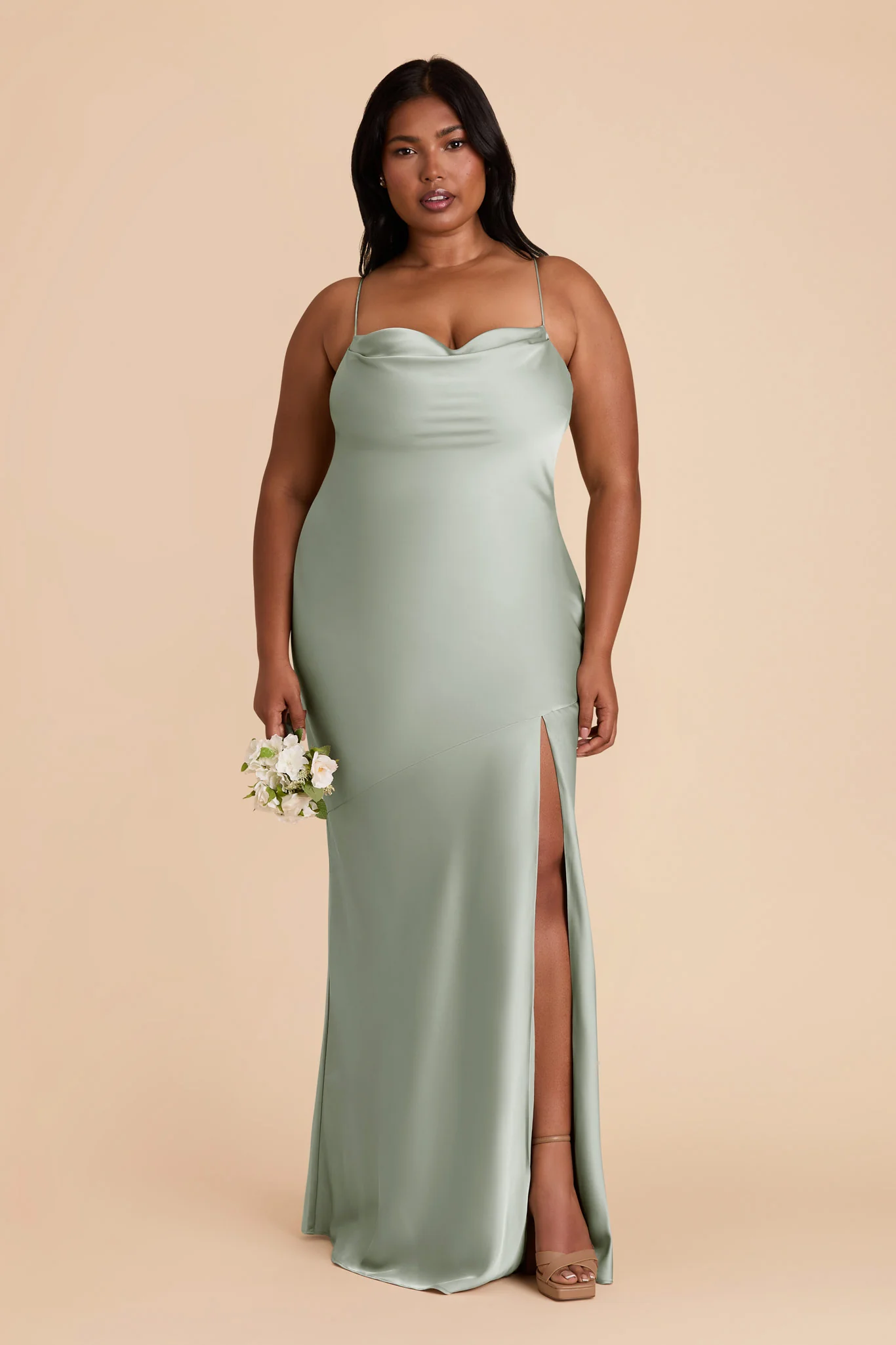 Matte Satin Sage Dress - XNAUWBI