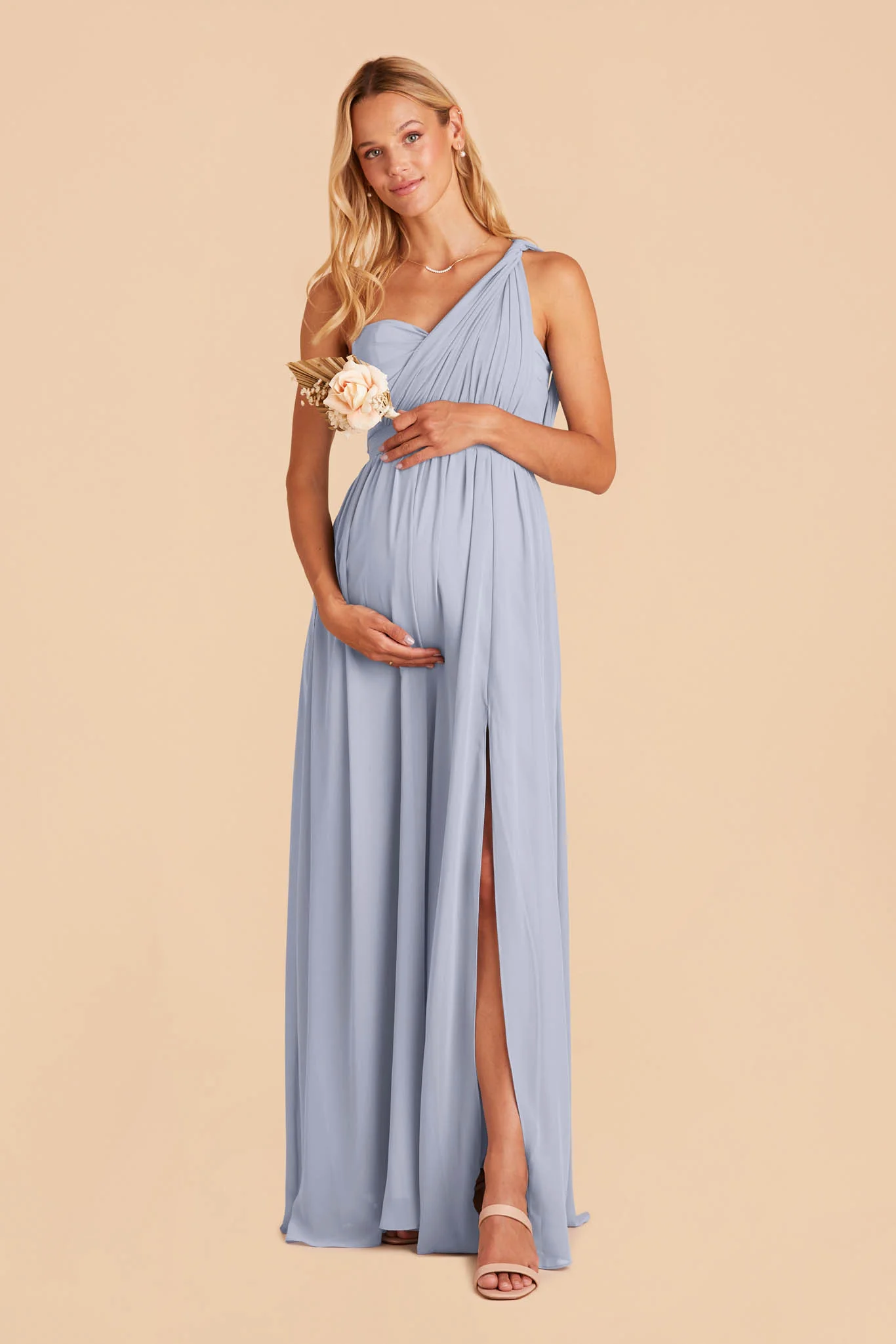 Chiffon Dusty Blue Dress - XNAUWBI